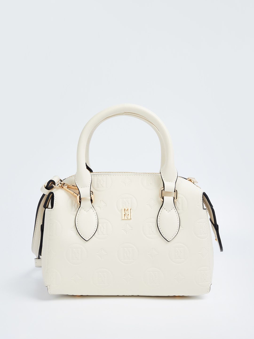 

ELLE Textured Structured Satchel Bag, Off white
