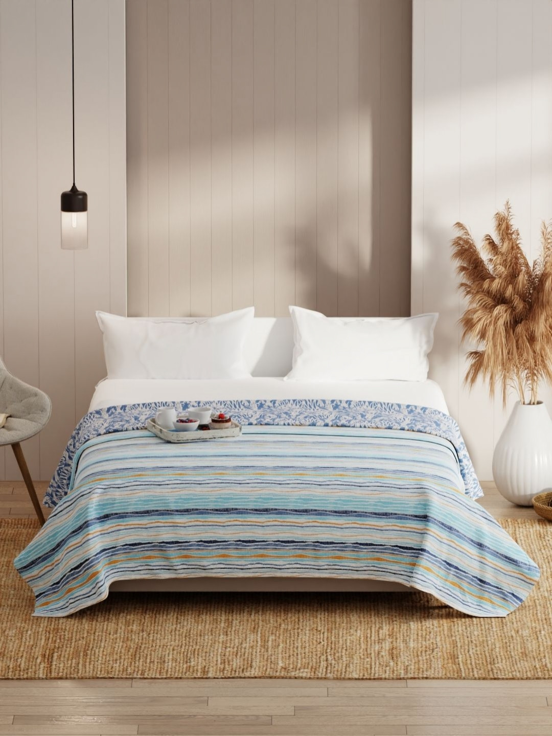 

KOPA Blue & White Abstract Printed Microfiber AC Room 150 GSM Double Bed Dohar