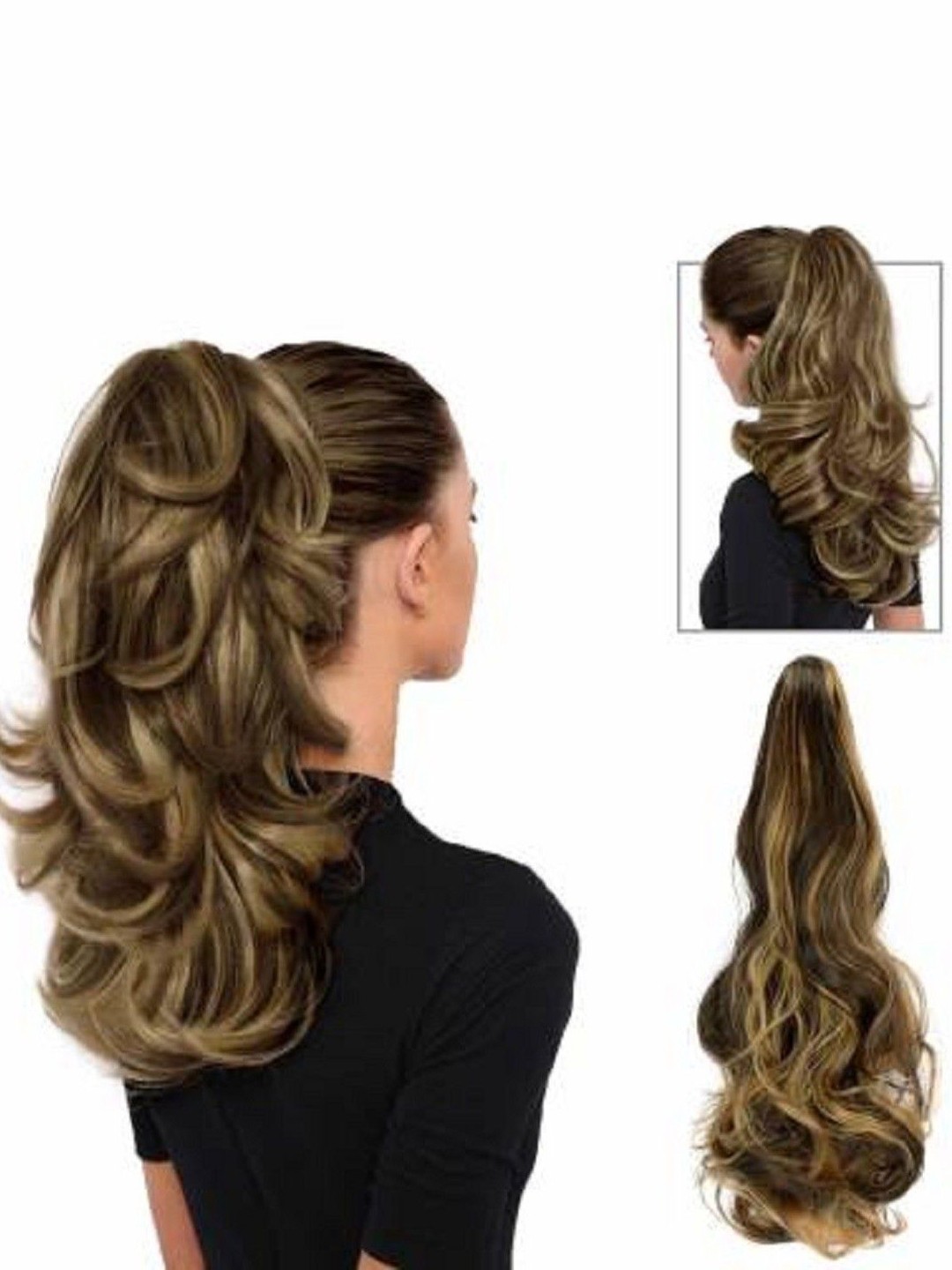 

ABRISH Clip-In Wavy Ponytail Hair Extension 24Inch - Golden, Gold