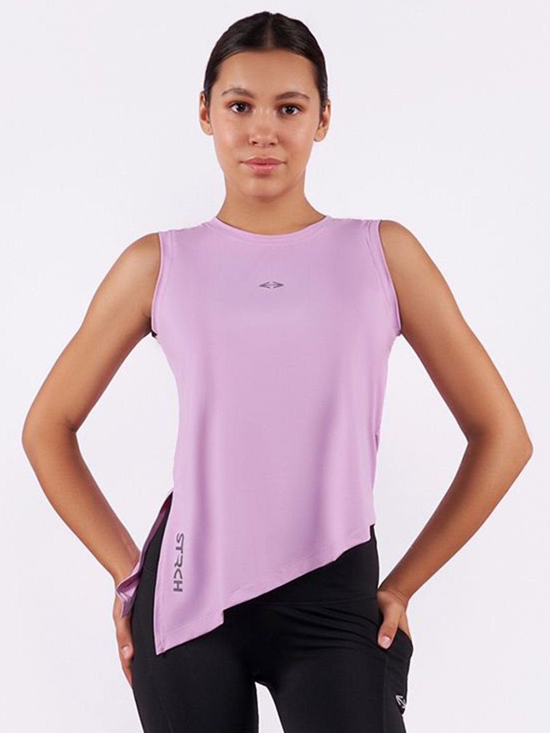 

STRCH Women Solid Round Neck Nylon Top, Lavender