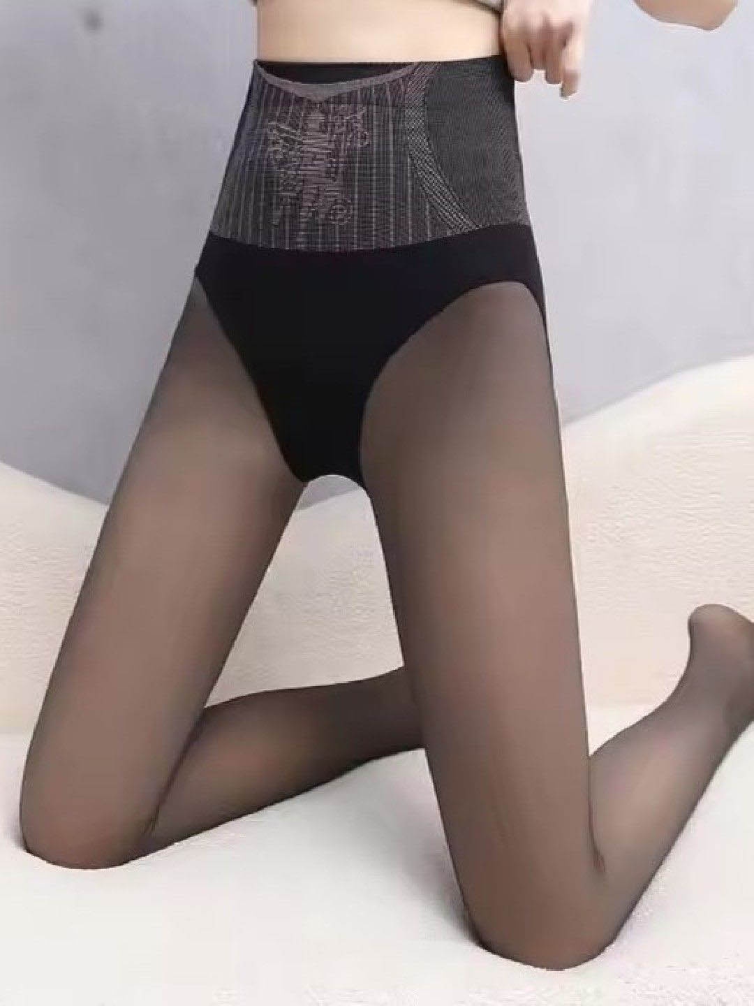 

Poftik Self-Design Cotton Stockings, Black