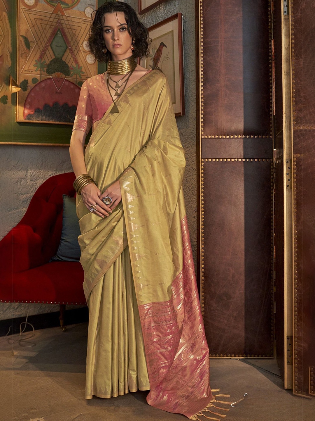 

MySilkLove Woven Design Zari Saree, Yellow