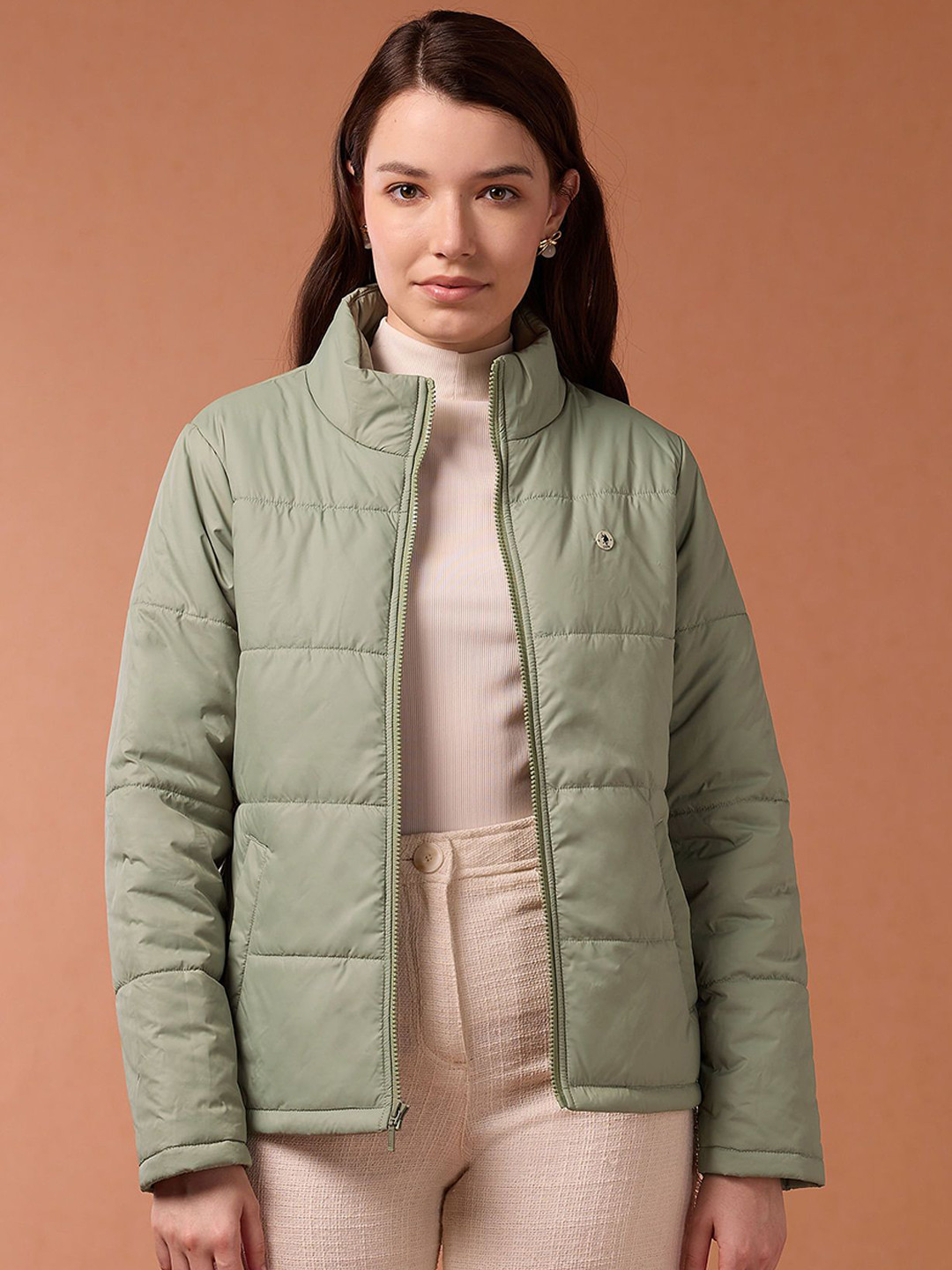 

U.S. Polo Assn. Mock Collar Solid Casual Puffer Jacket, Green