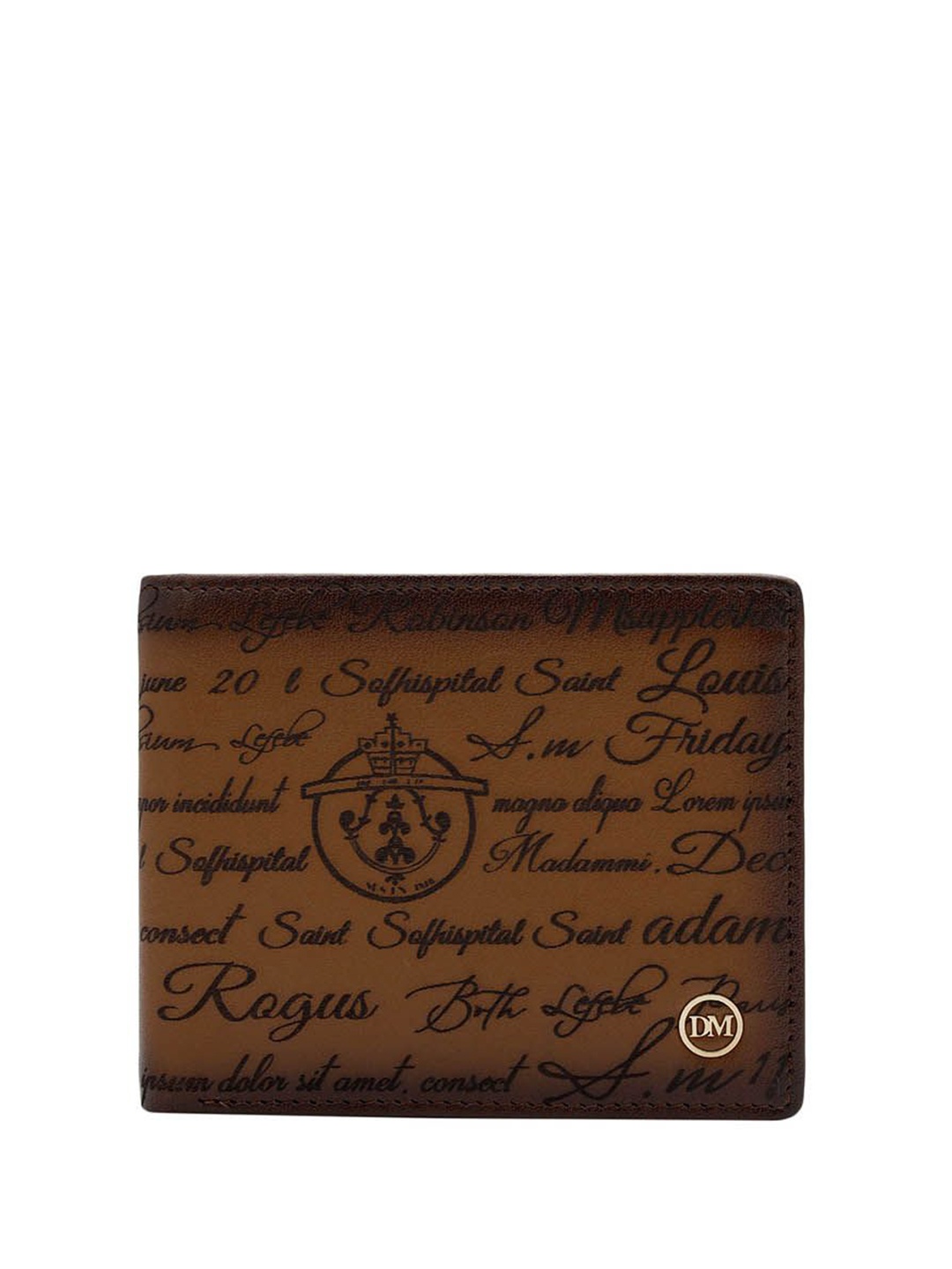 

Da Milano Men Typography Printed Leather Two Fold Wallet, Brown