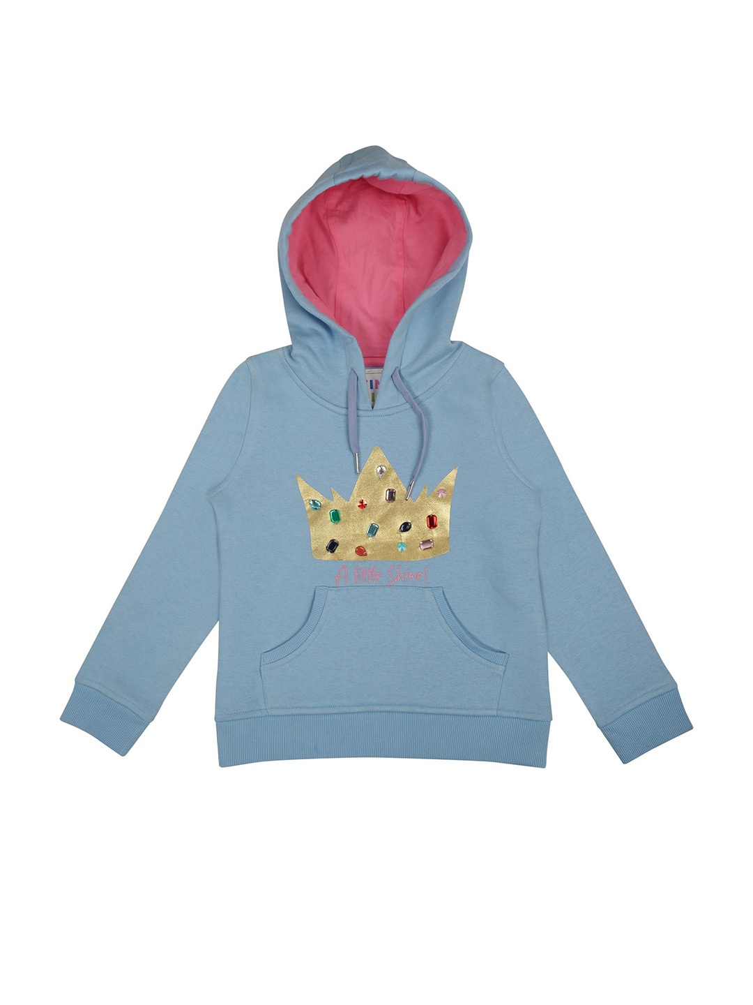

Tiny Girl Girls Graphic Embellished Hood Cotton Pullover Sweatshirt, Blue
