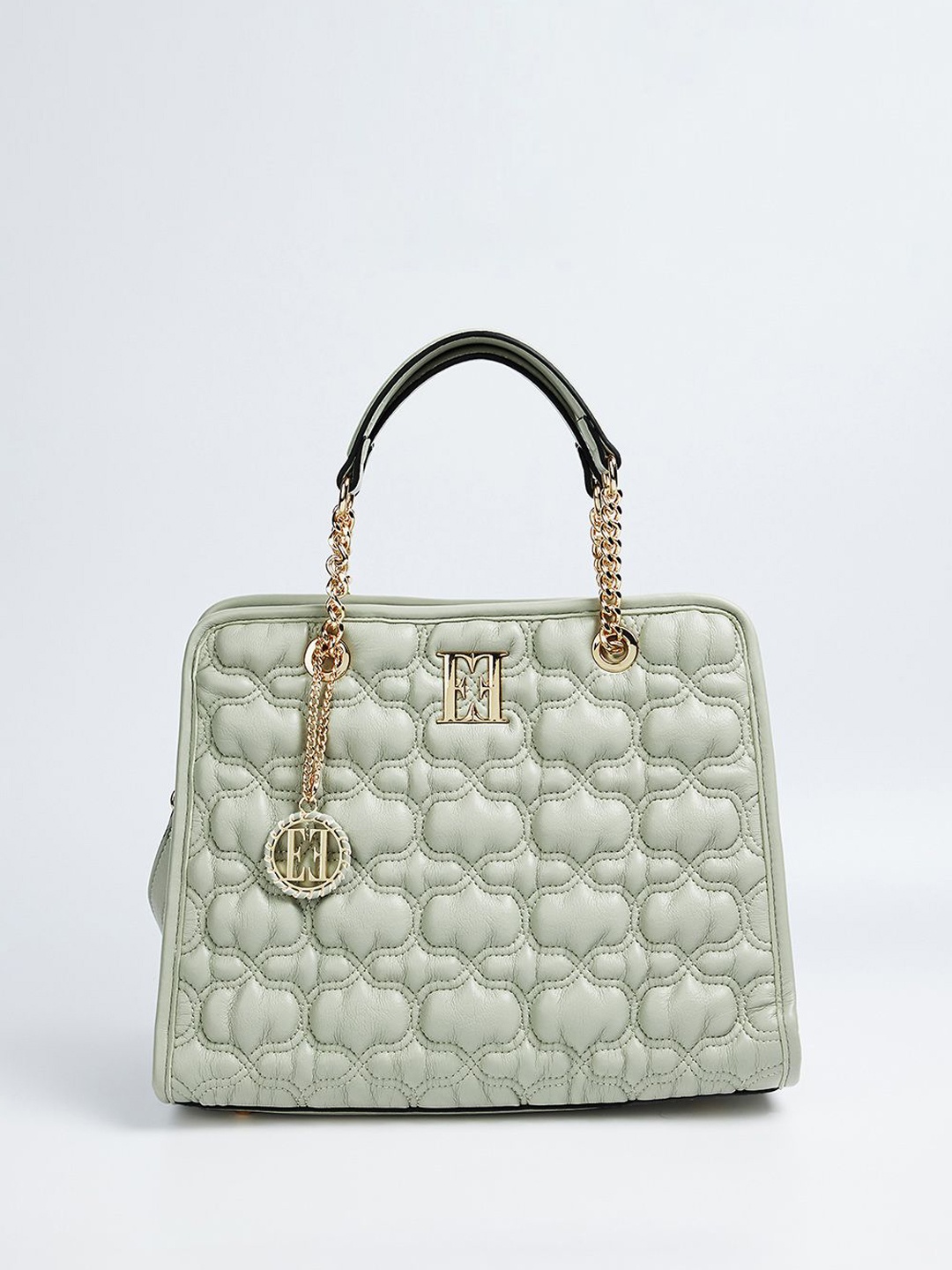 

ELLE Women Textured Structured Satchel Bag, Grey