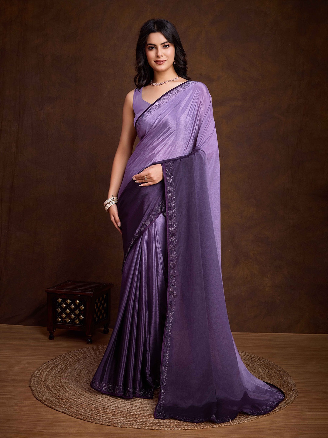 

Mitera Dyed Beads and Stones Saree, Lavender