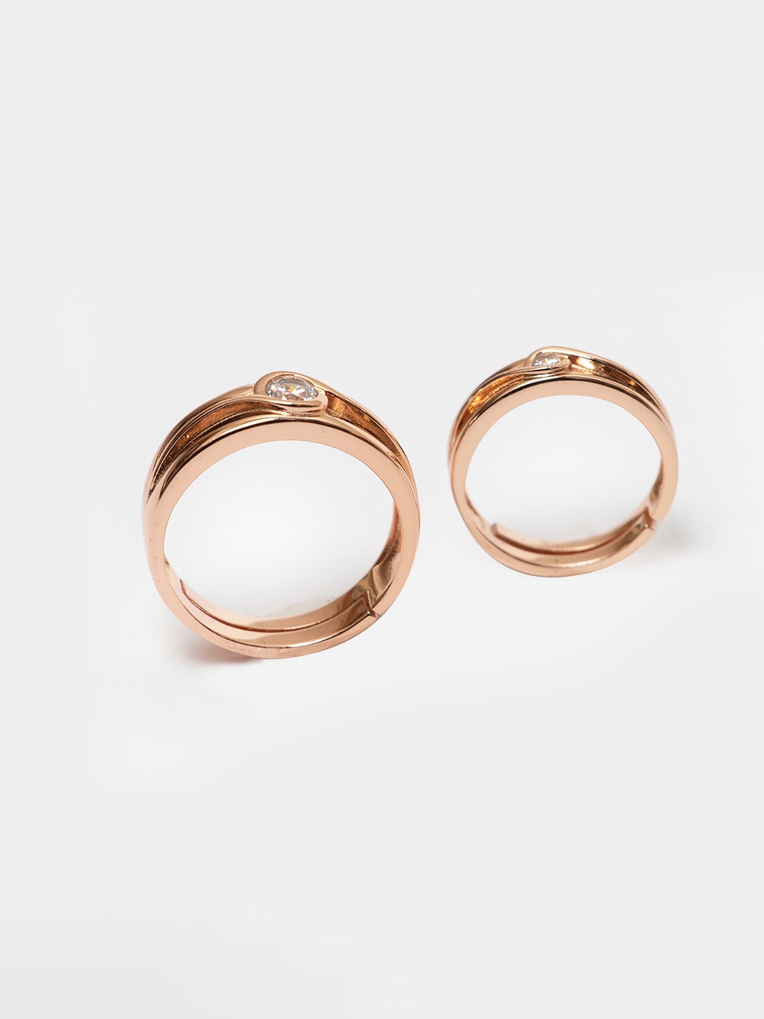 

De Flossy Silver Women Set Of 2 925 Sterling Silver Rose Gold Plated Couple Rings