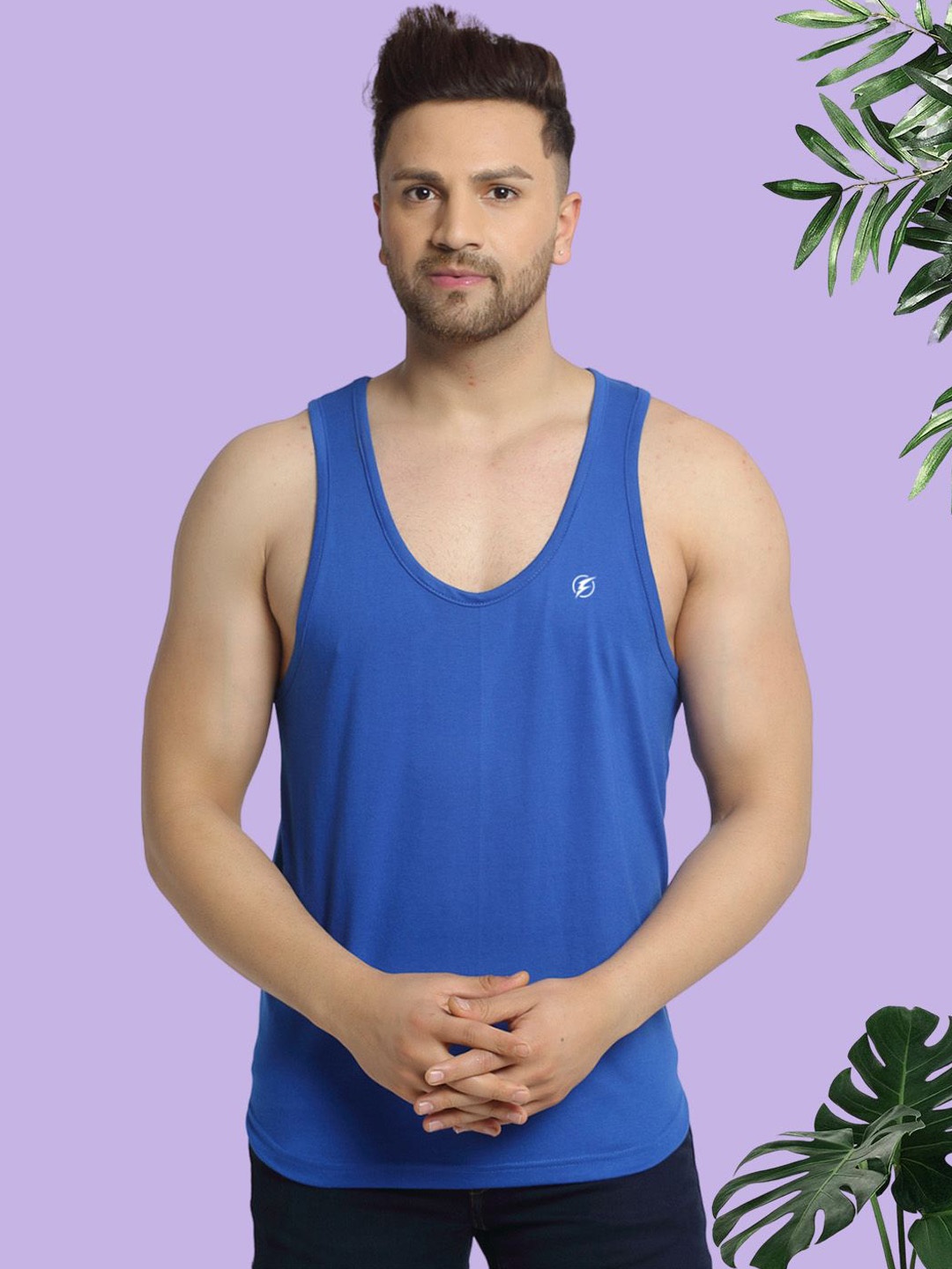 

Friskers Men Round Neck Innerwear Vests, Blue