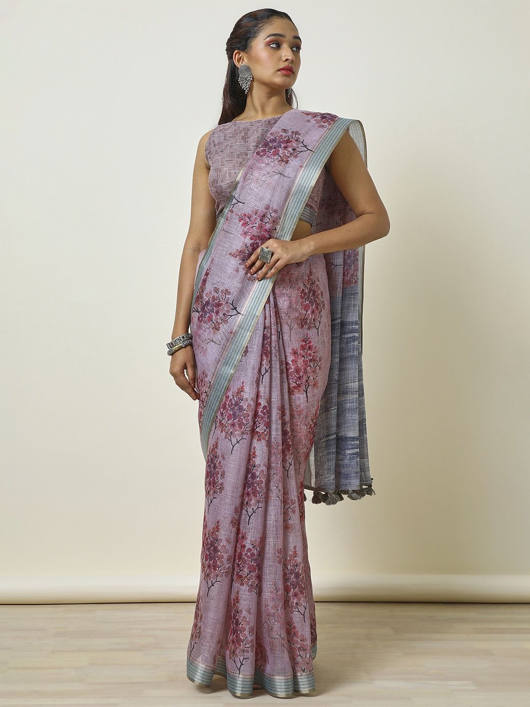 

Soch Floral Zari Kota Saree, Pink