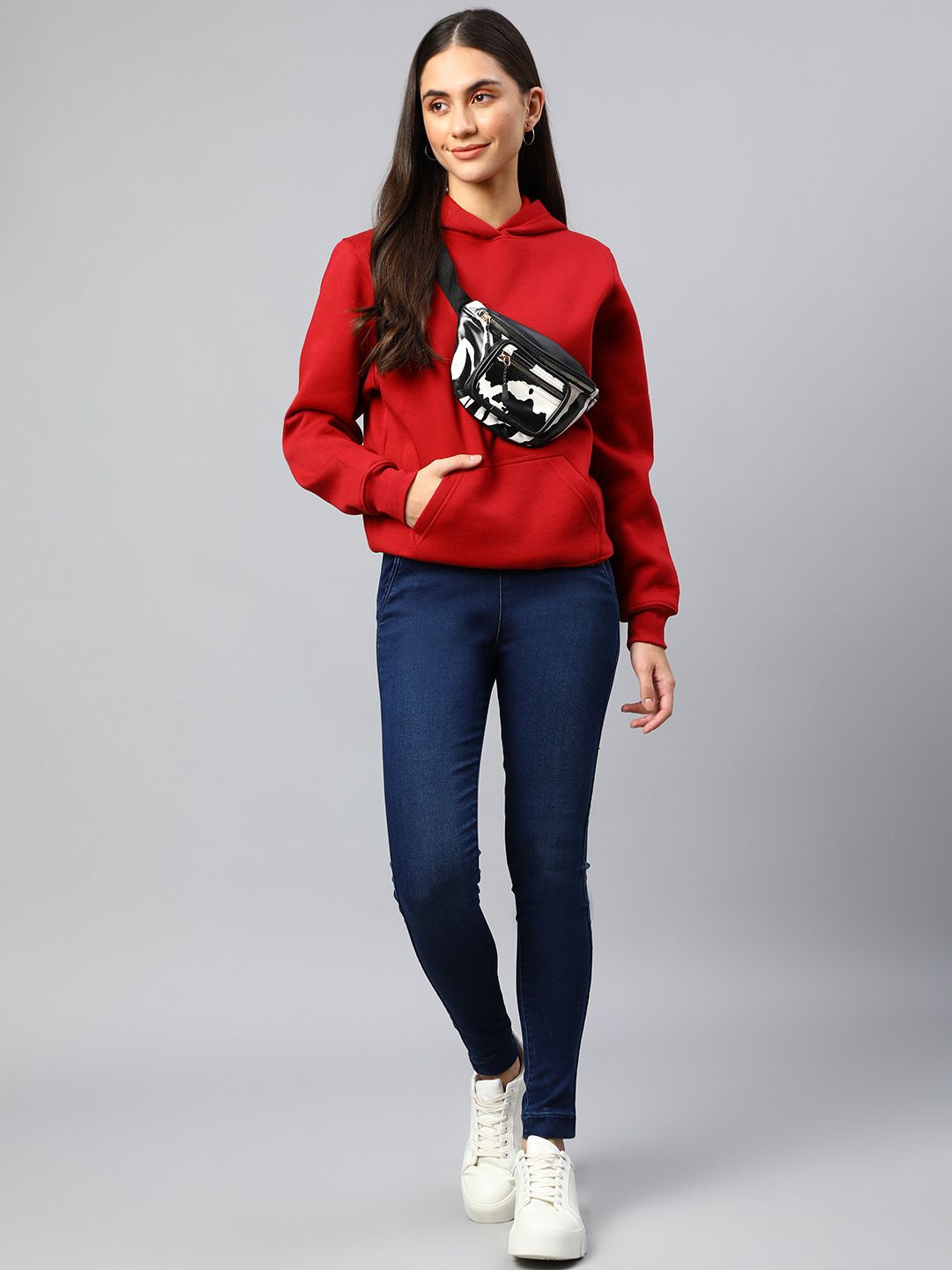 

Xpose Women Solid Hood Wool Pullover Sweatshirt, Maroon