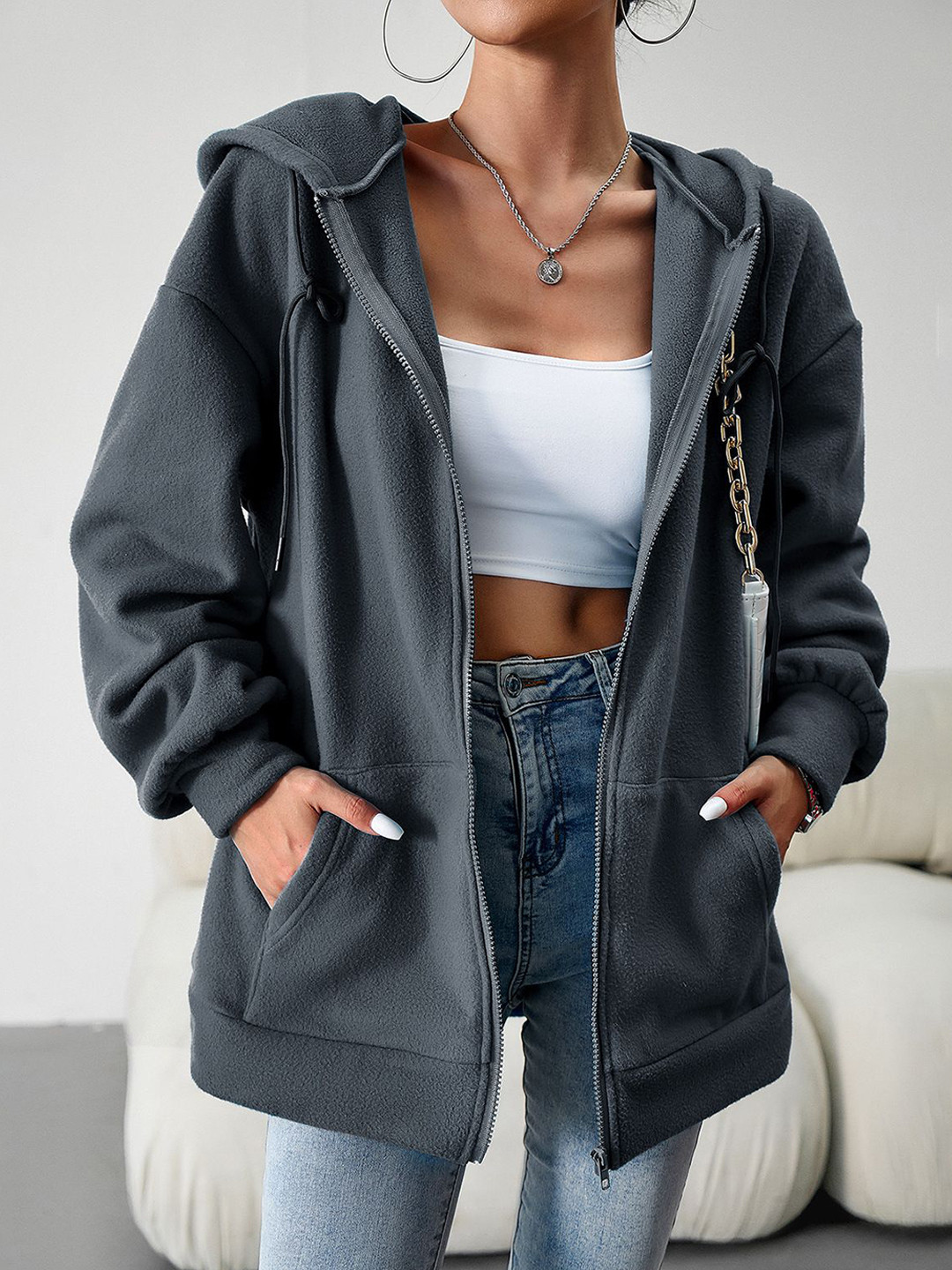 

StyleCast Women Patchwork Jacket, Grey