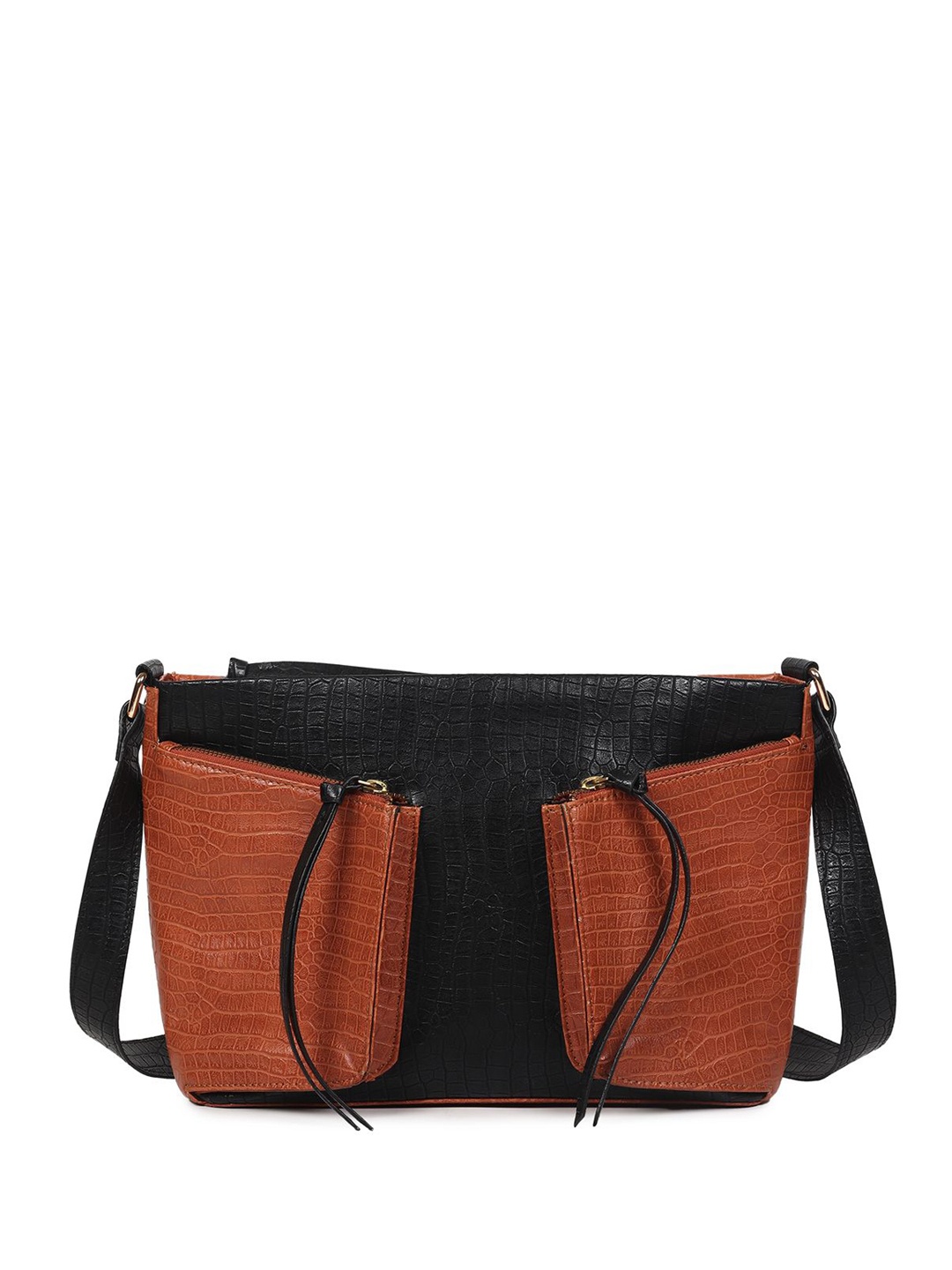 

White Lily PU Structured Handheld Bag with Tasselled, Black