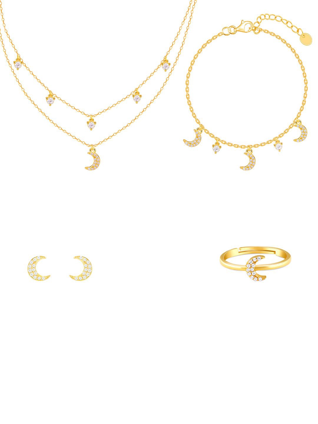 

GIVA 925 Sterling Silver Cubic Zirconia Studded Jewellery Set, Gold