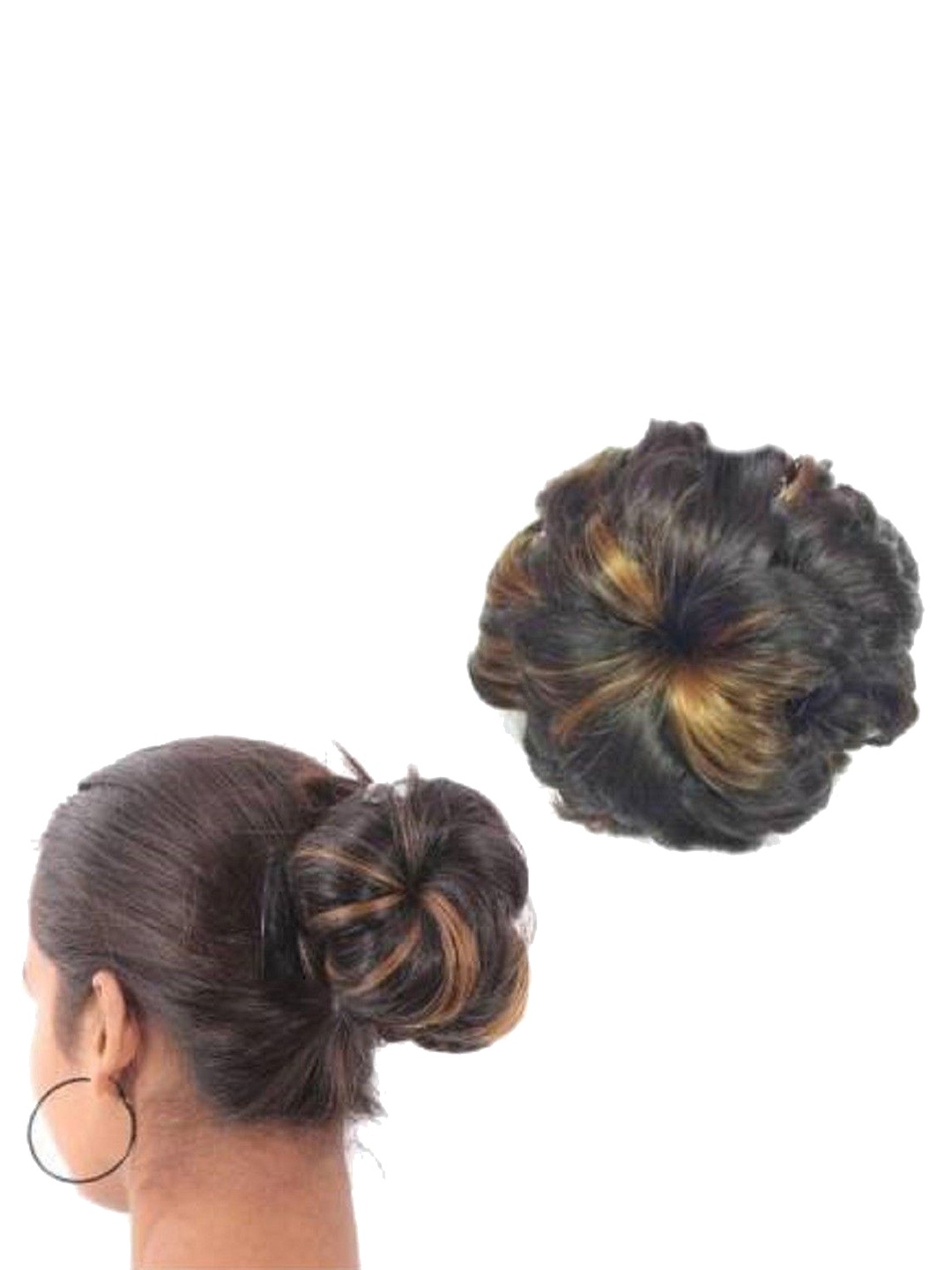 

HAVEREAM Clip In Bun Highlight Straight Hair Extension - Highlight - 8 Inch, Black