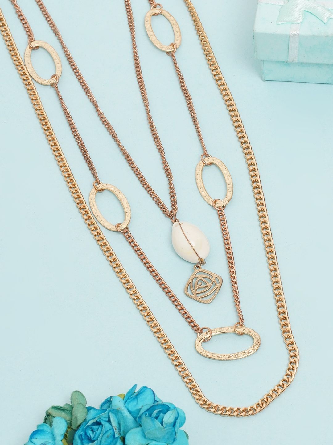 

KPOP Brass Rose Gold-Plated Layered Necklace