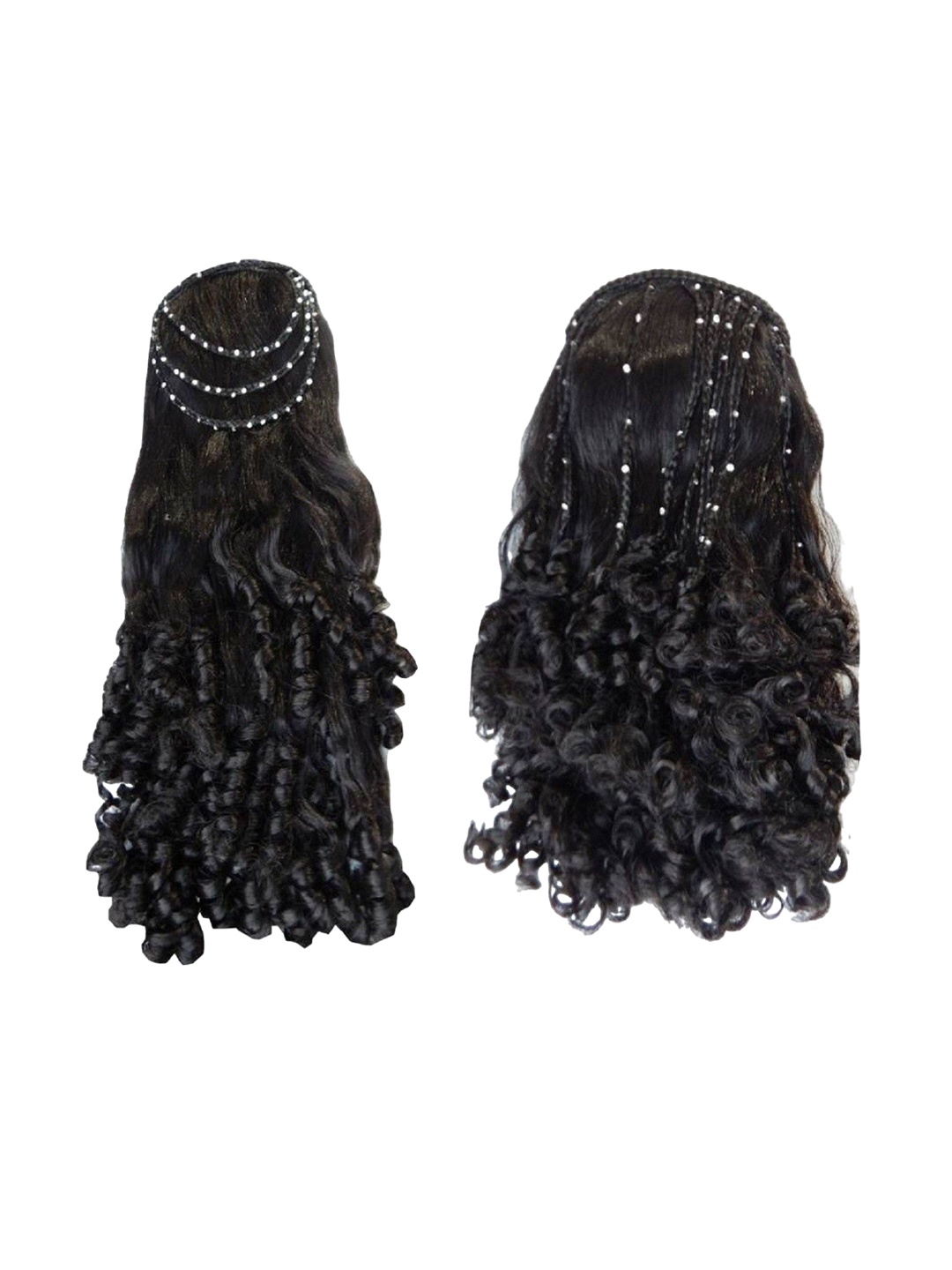 

HAVEREAM Set of 2 Clip-In Curly Beads Scalp Topper Hair Extension - Black - 17.7 Inch