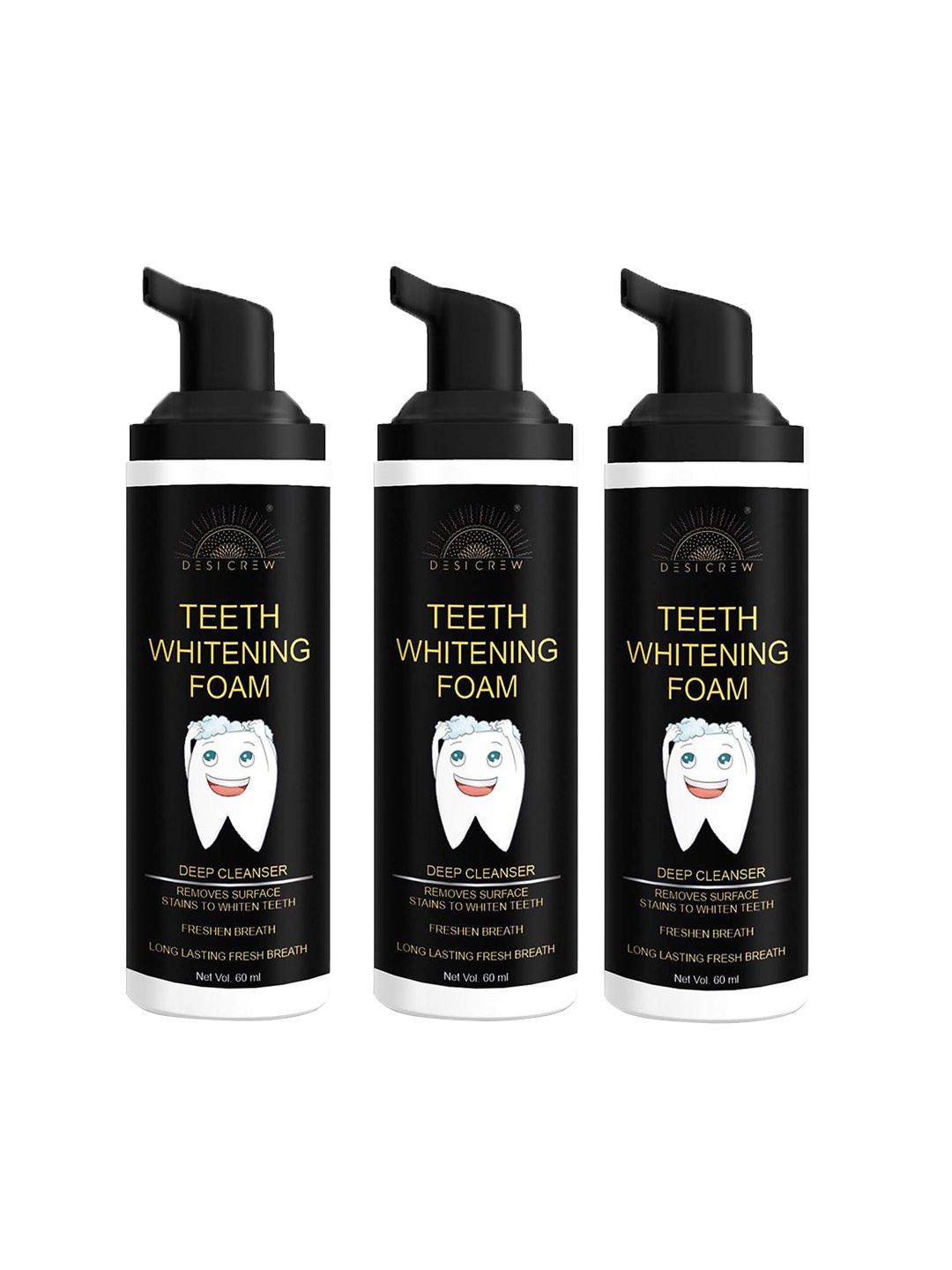 

Desi Crew Set Of 3 Teeth Whitening Foam - 60 ml Each, Green