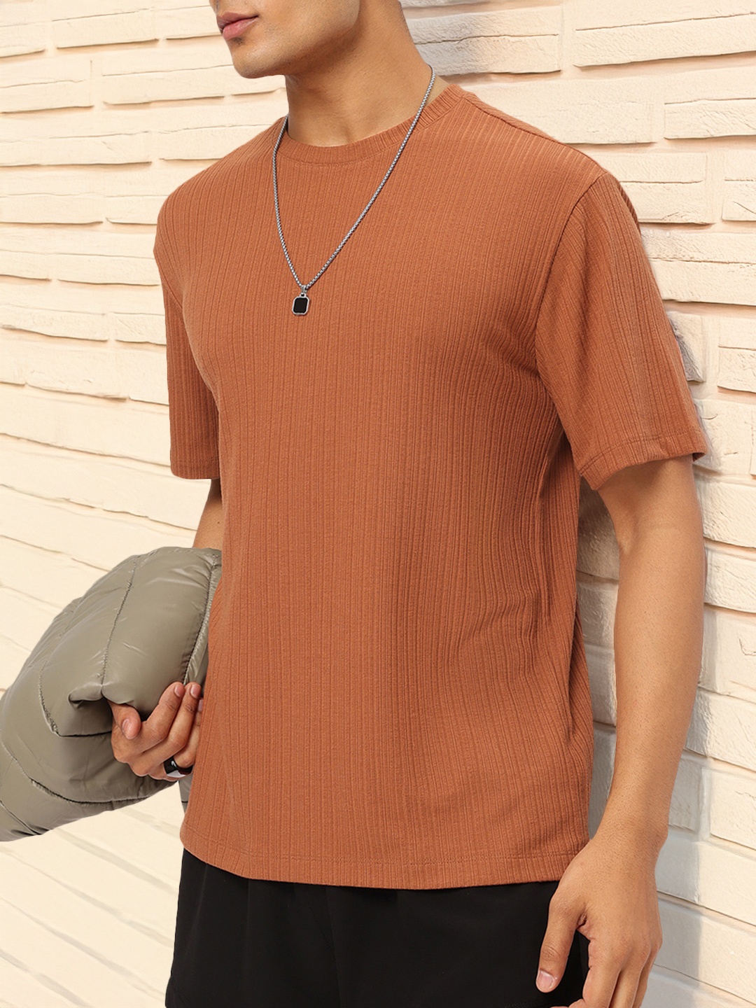 

Kook N Keech Knit Nomad Textured T-shirt, Rust