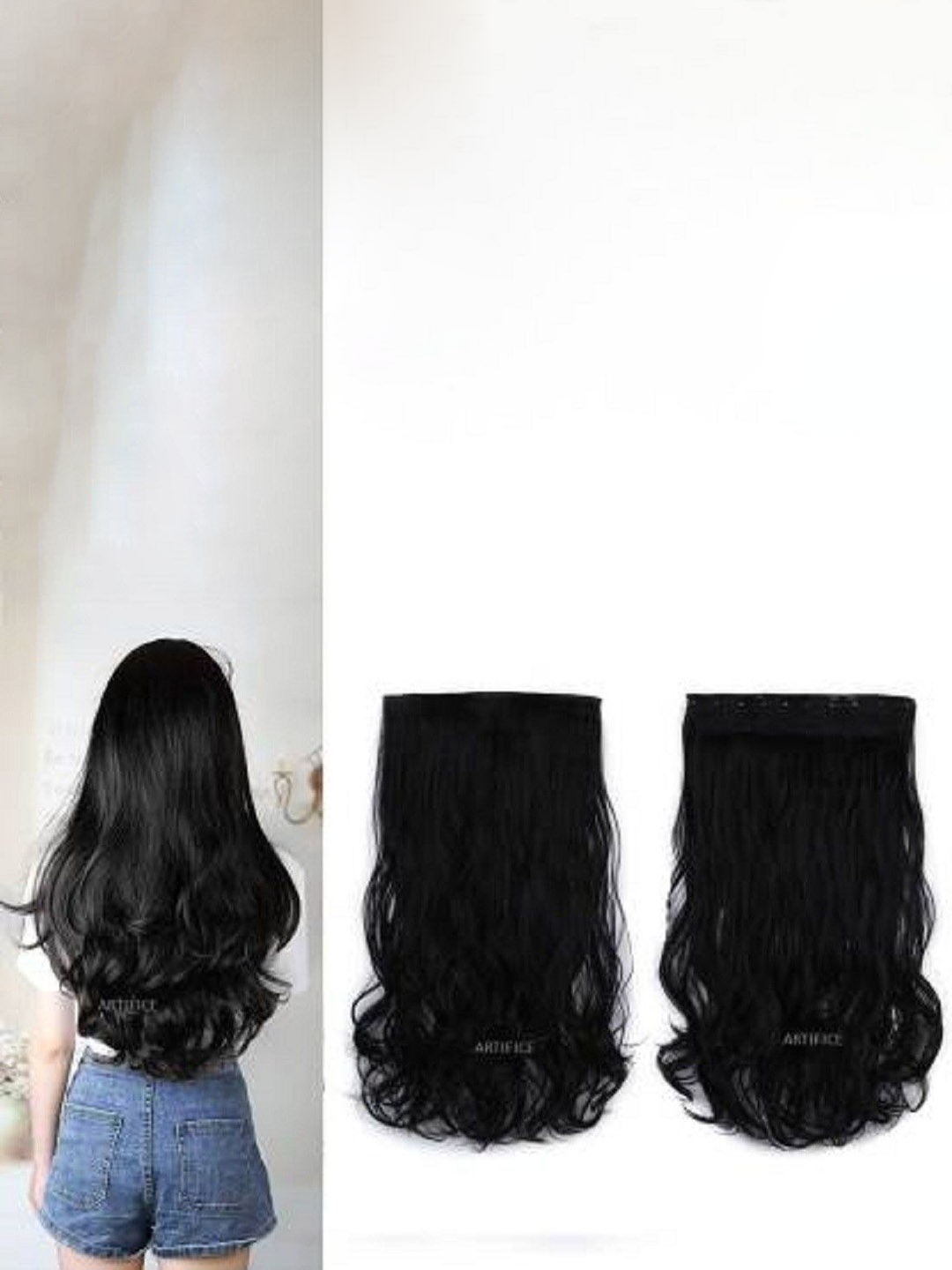 

SHENY Set Of 2 Clip-In Wavy Locks Hair Extension - Brown - 61 Cm, Black