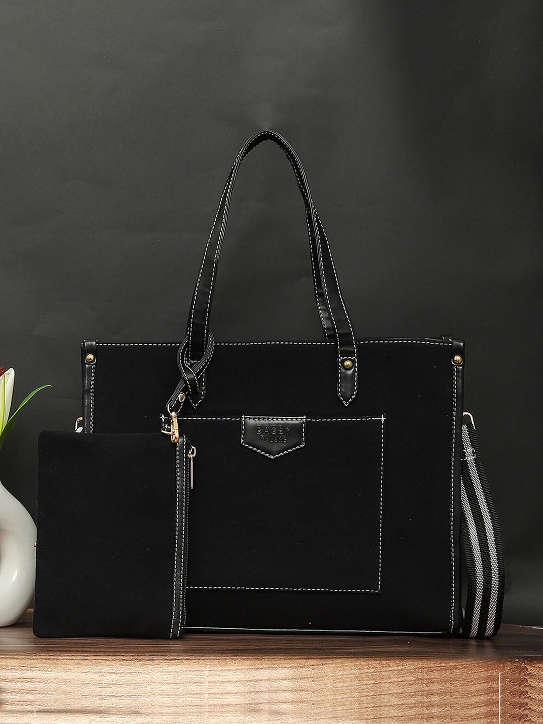 

Bagsy Malone Women Solid Structured Shoulder Up To 16 Inch Bag, Black