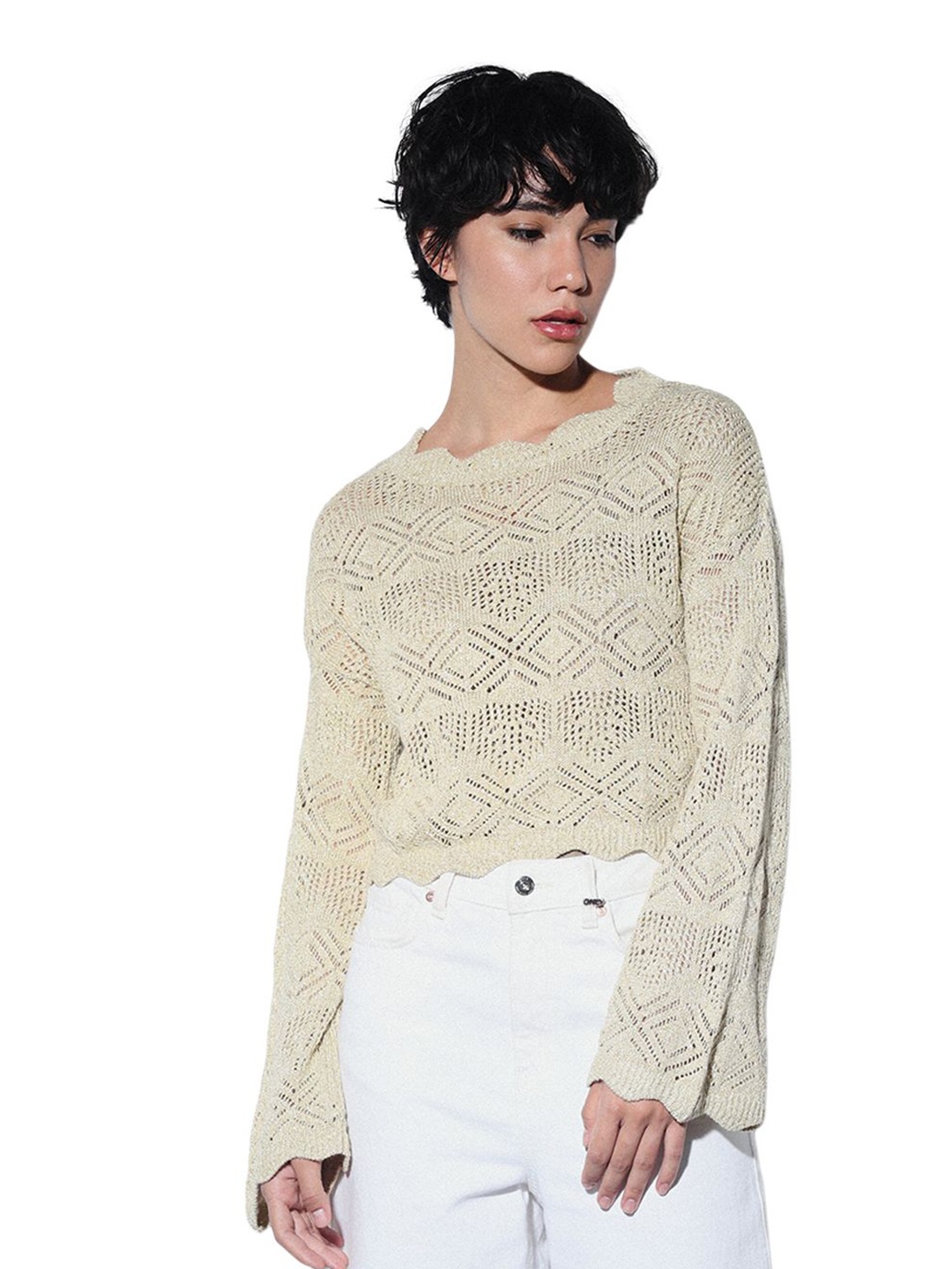 

ONLY Women Crop Pullover, Beige