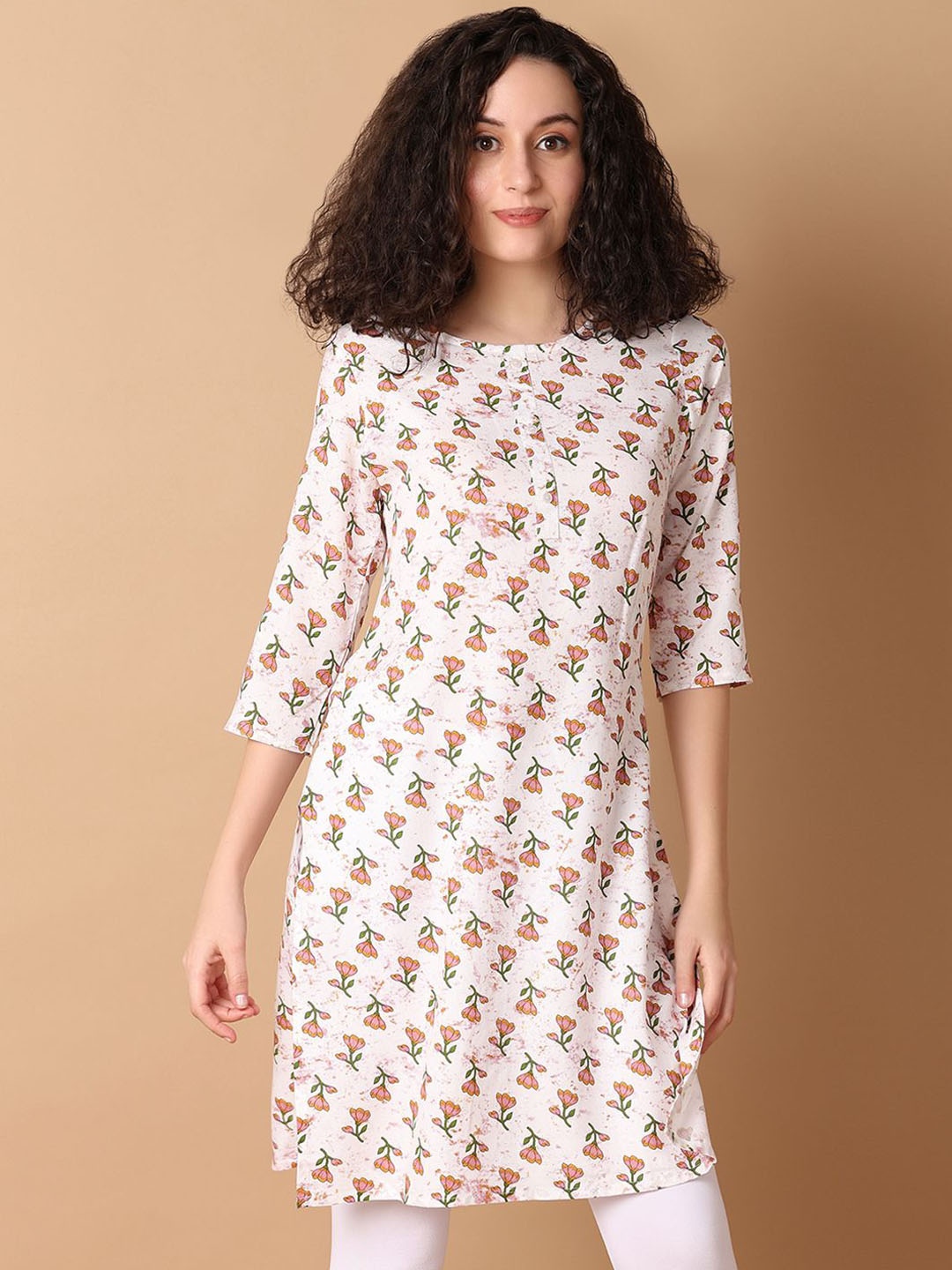 

V-Mart Women Floral Printed Kurta, White