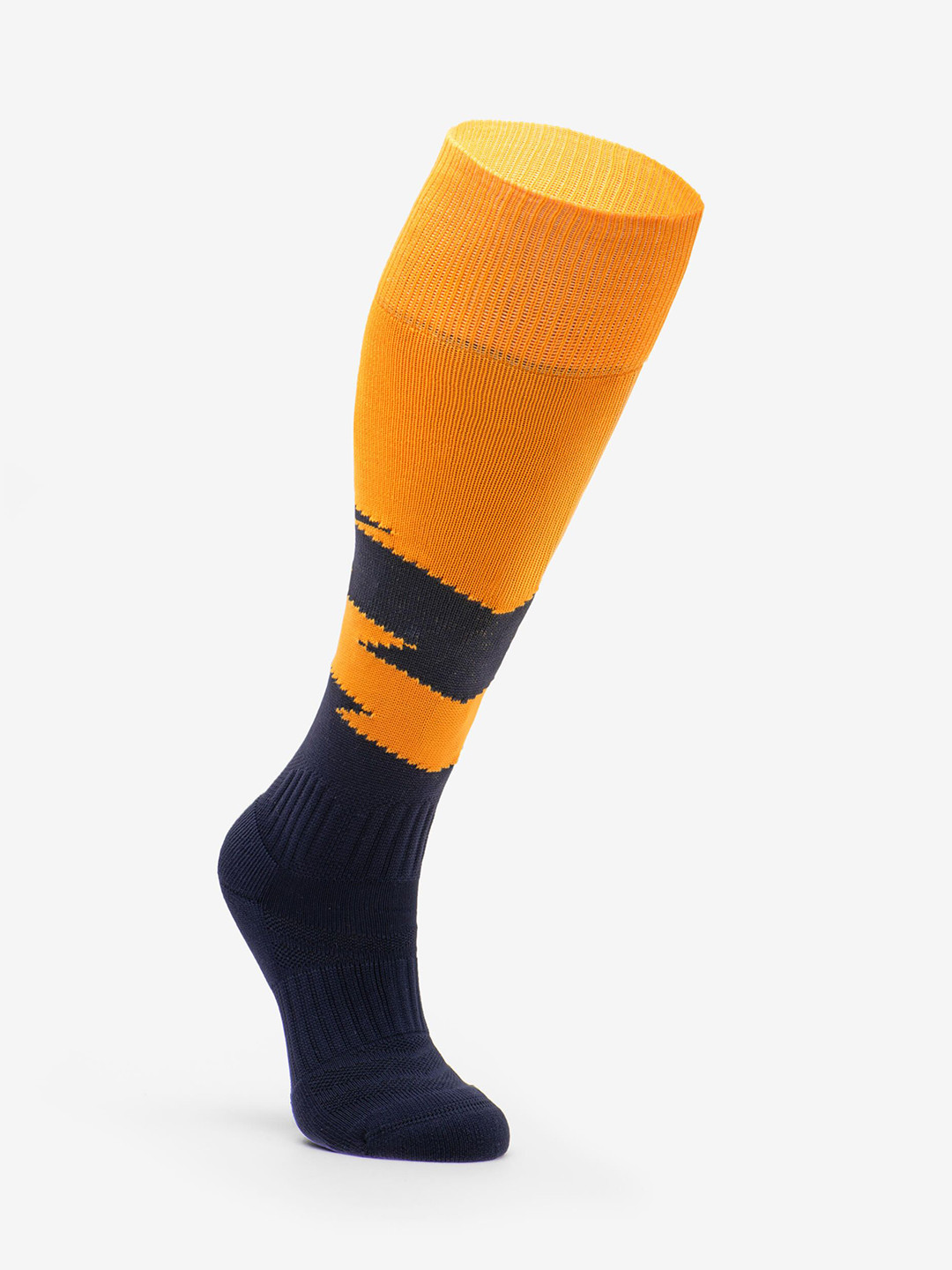 

Kipsta By Decathlon Kids Orange Navy Printed Football High Socks, Yellow