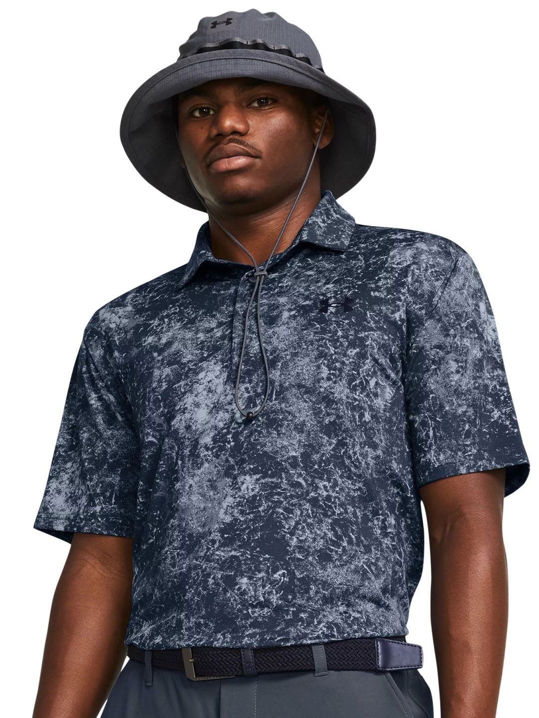 

UNDER ARMOUR Men Abstract Printed Polo Collar T-shirt, Grey