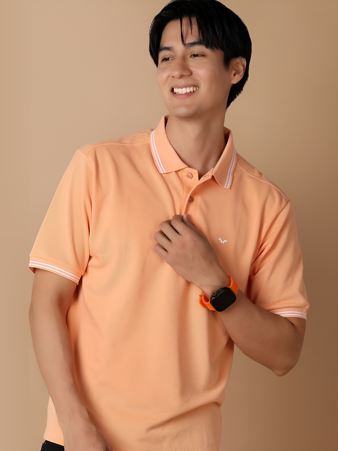 

V-Mart Men Solid Polo Collar Cotton T-shirt, Orange