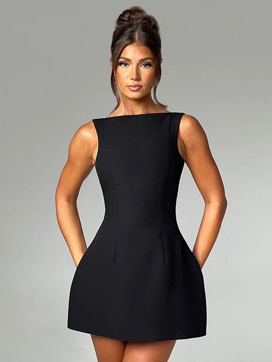 

MIAKEE Women Sheath Mini Dress, Black