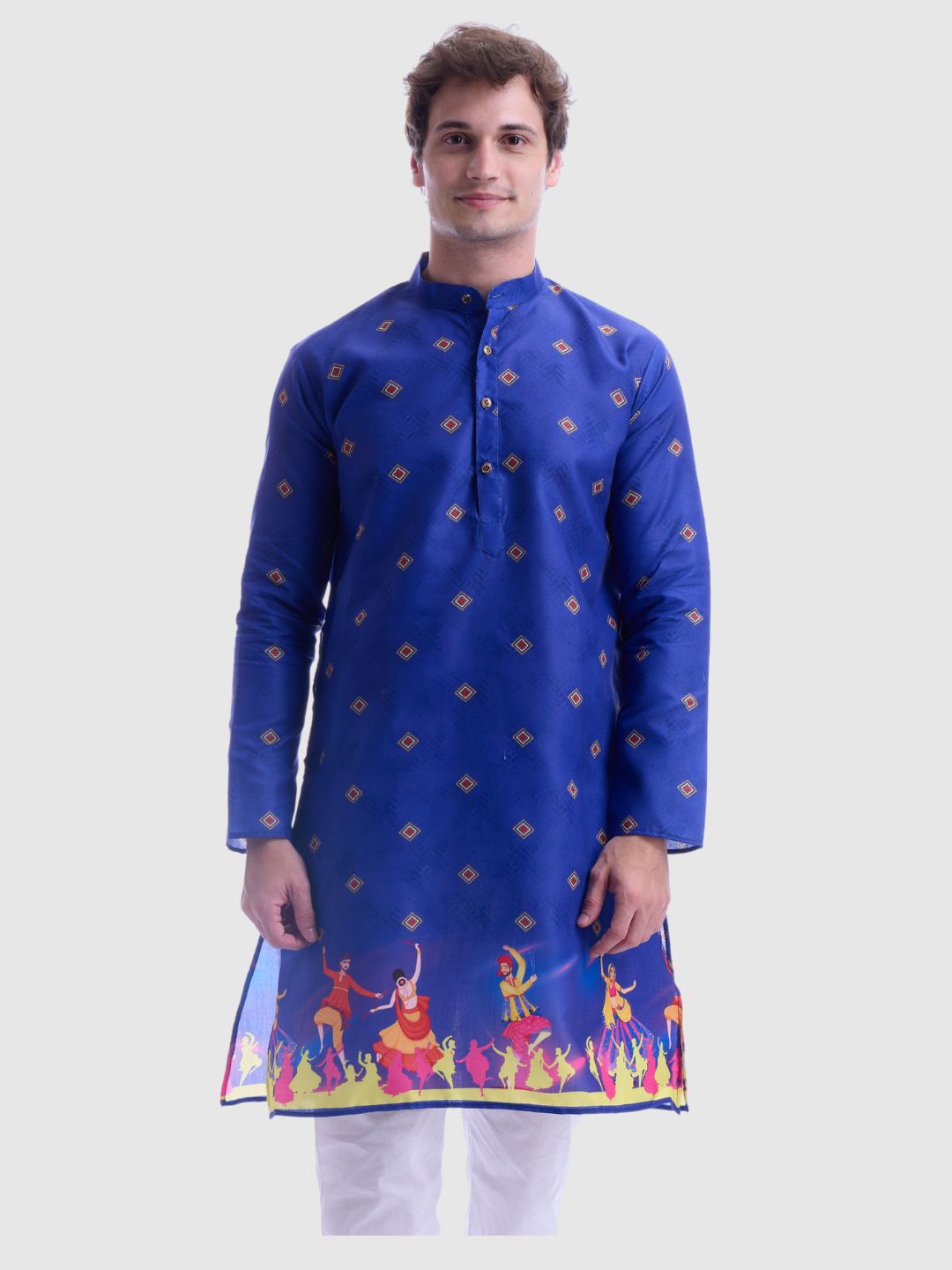 

Maharaja Men Ethnic Motifs Printed Thread Work Kurta, Blue