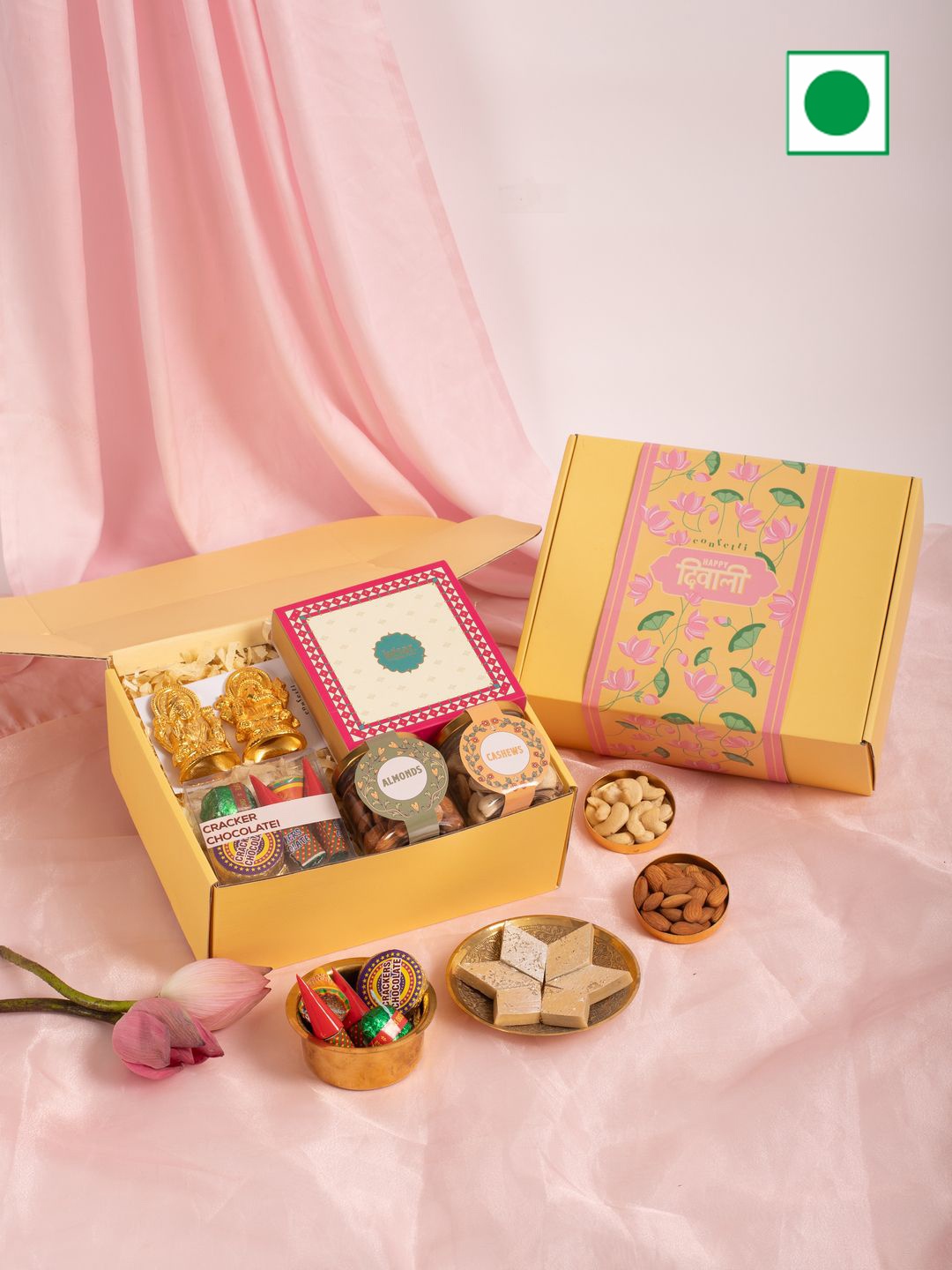

Confetti Gifts Set of 6 Assorted Dry Fruits Diwali Gifts, Yellow