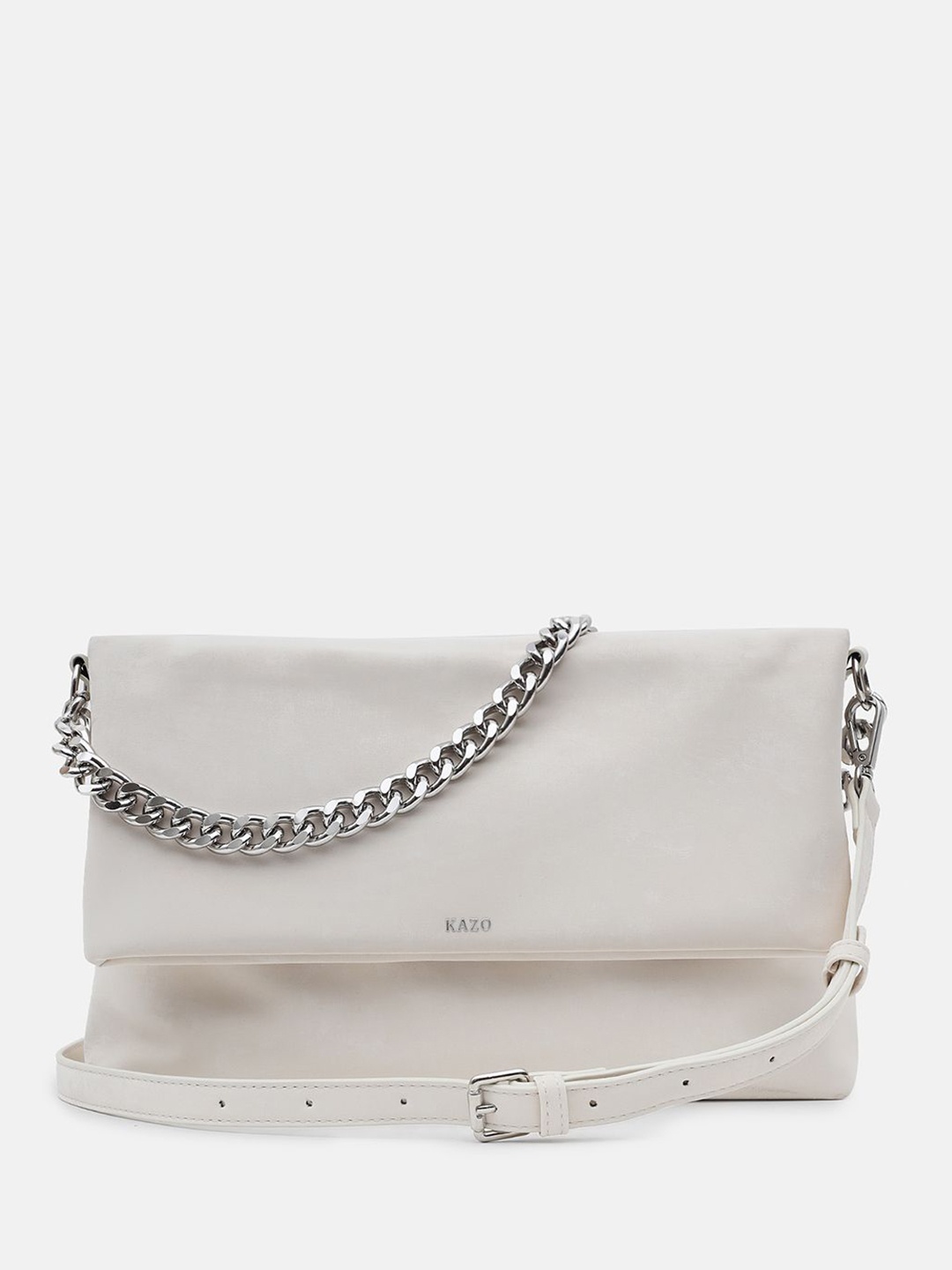 

Kazo Women Solid Shoulder Bag With Detachable Sling Strap, Off white