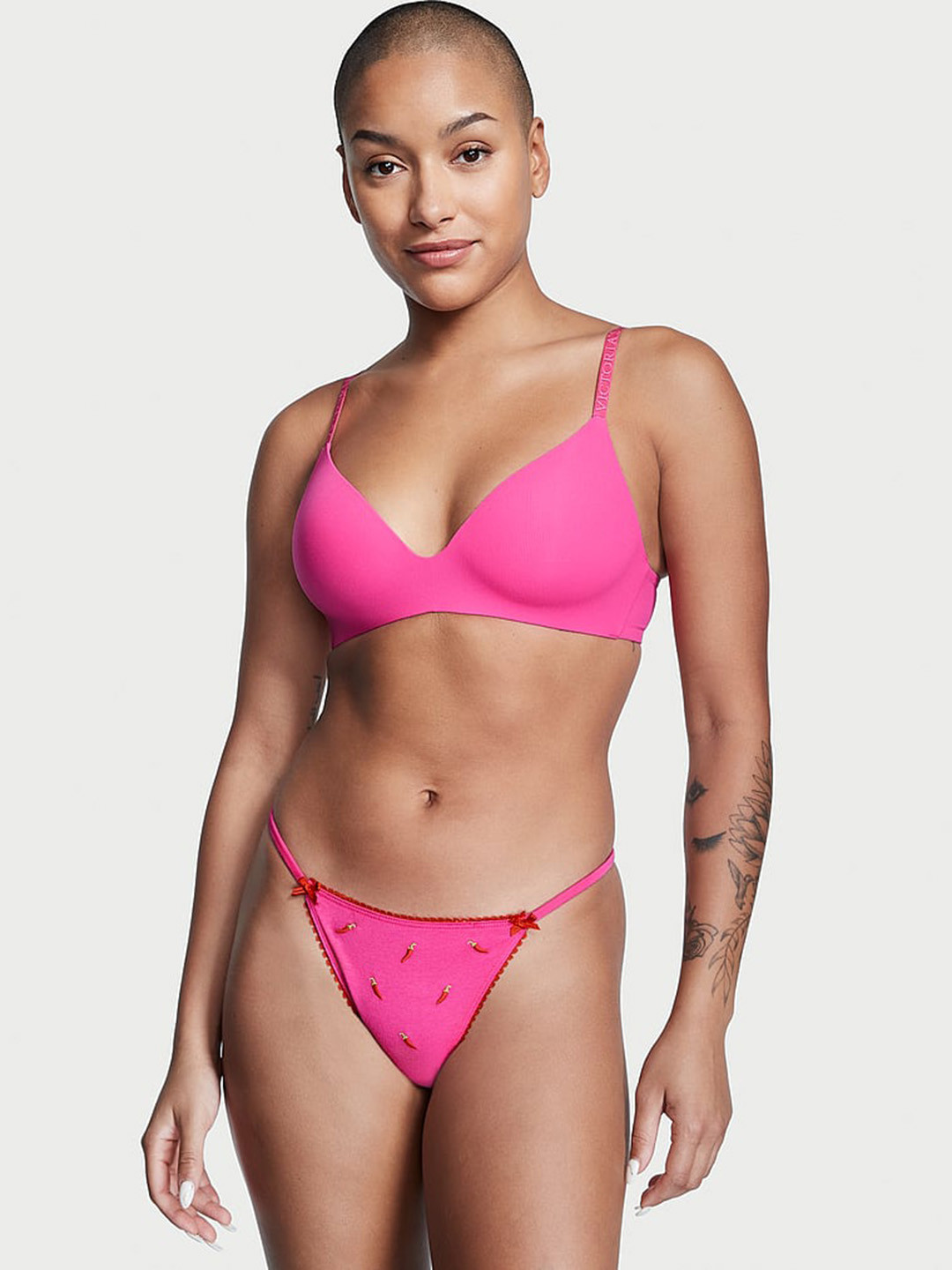 

Victoria's Secret Women Printed Stretch Cotton Thongs Briefs, Pink