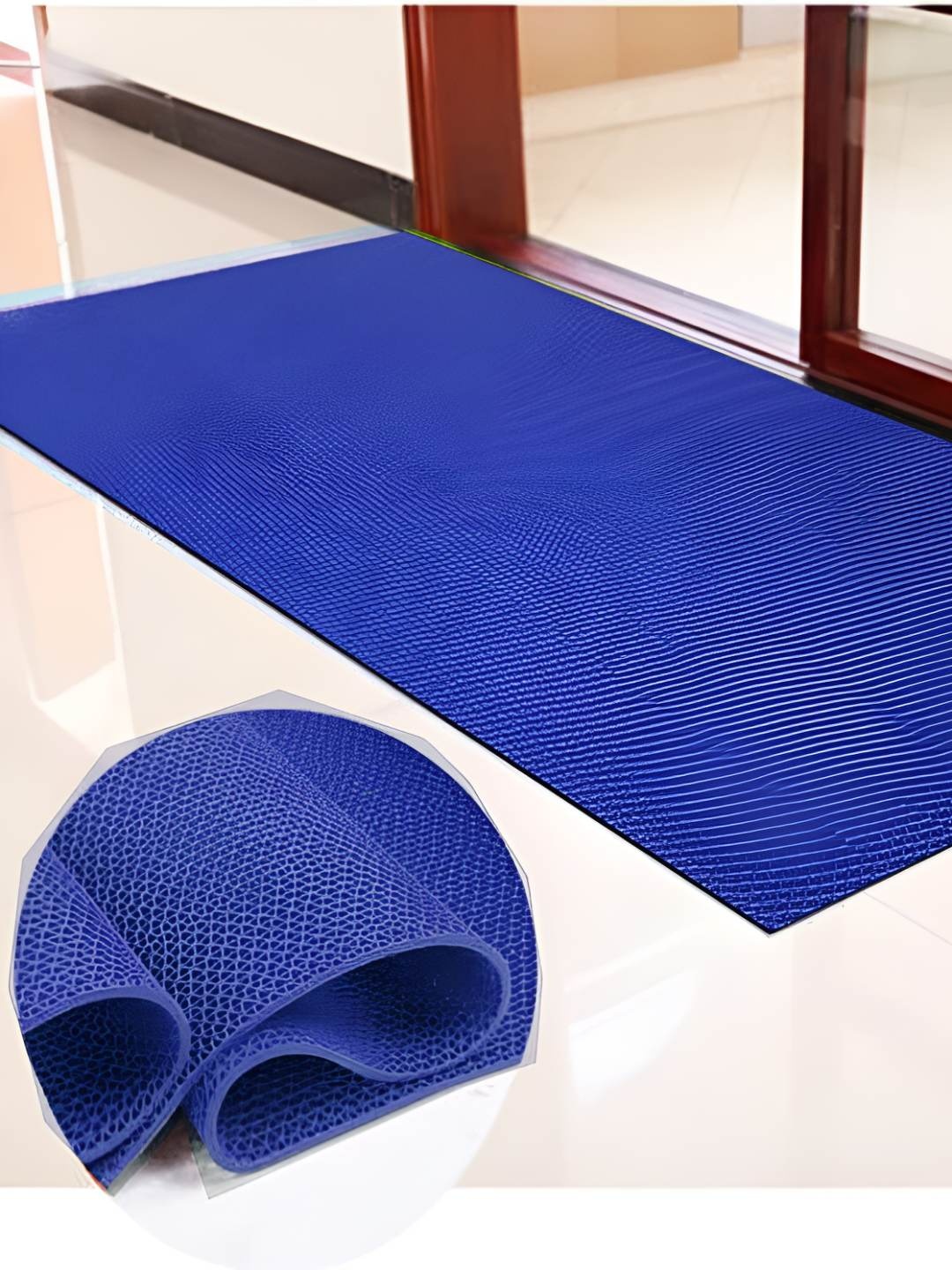 

AaHo Decor Blue Textured Geometric Anti-Slip Floor Runner