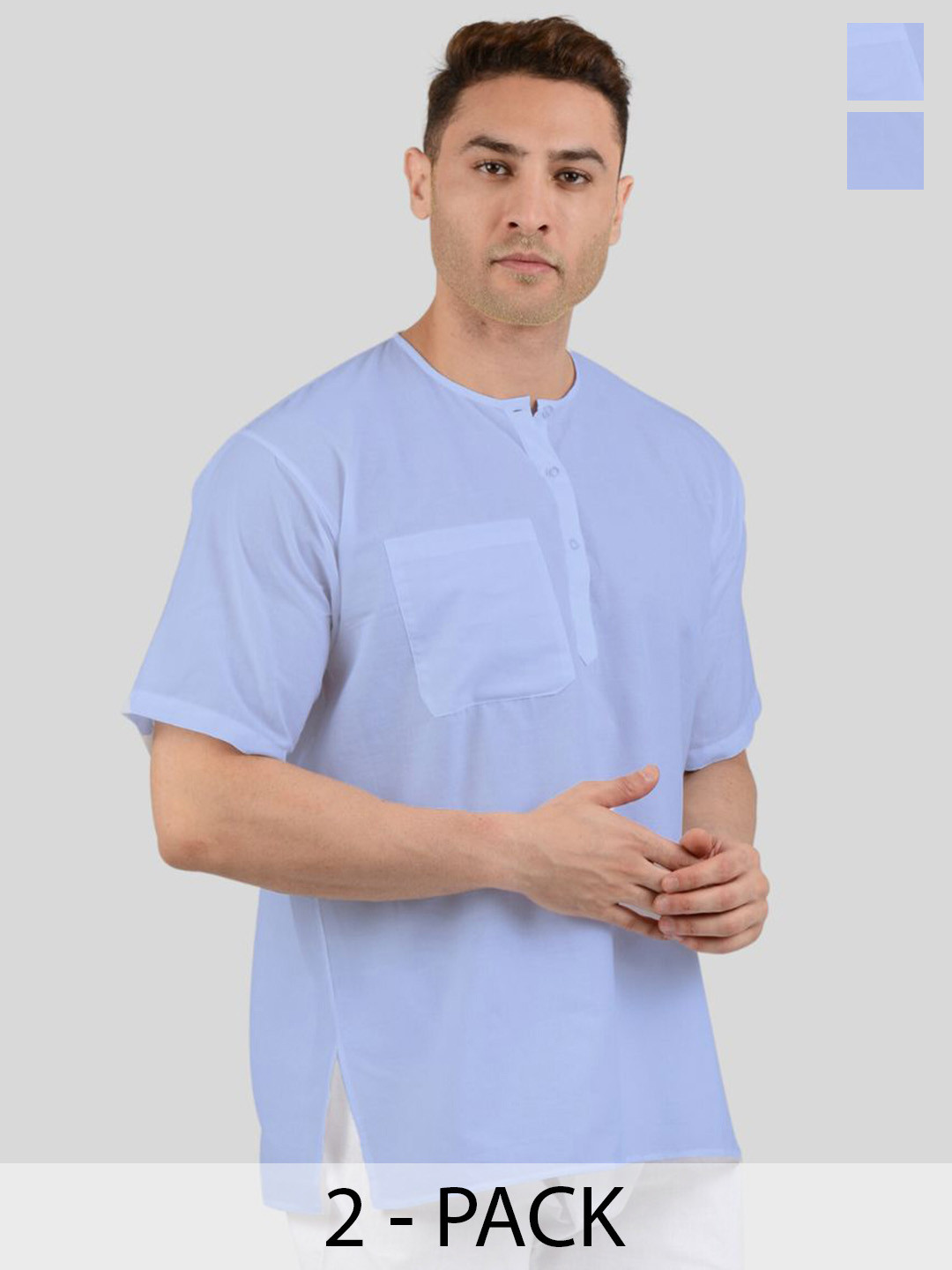 

Maharaja Men Thread Work Kurta, Blue
