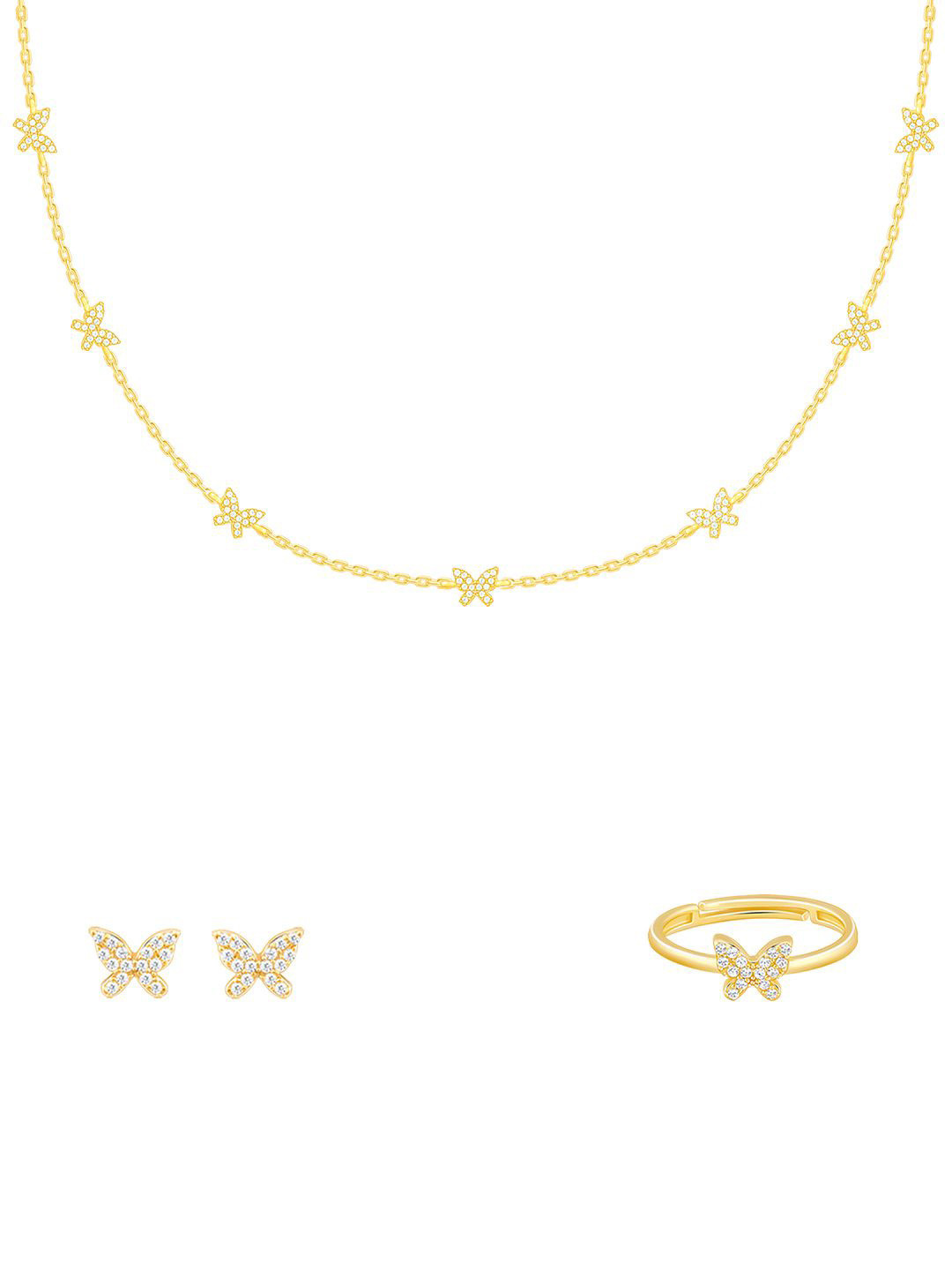 

GIVA 925 Sterling Silver Stone-Studded Jewellery Set, Gold
