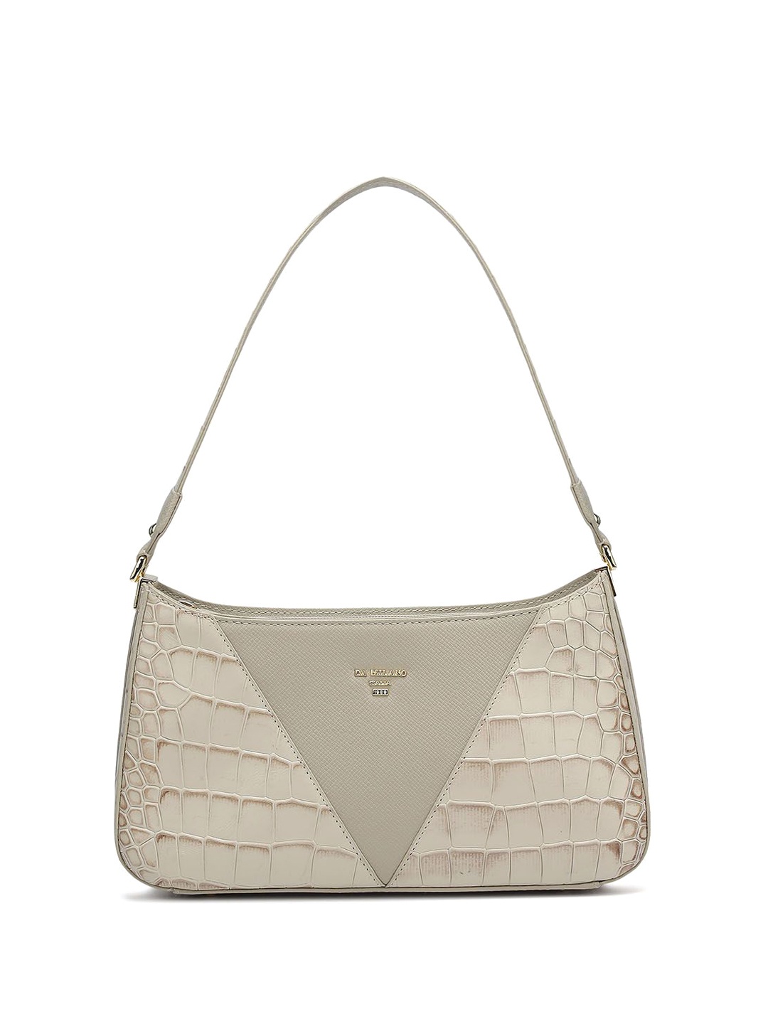 

Da Milano Women Textured Leather Shoulder Bag with Quilted, Grey