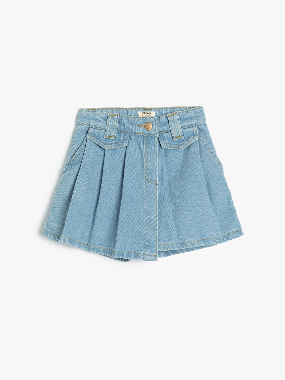 

Koton Girls Mid-Rise Regular Fit Denim Shorts, Turquoise blue