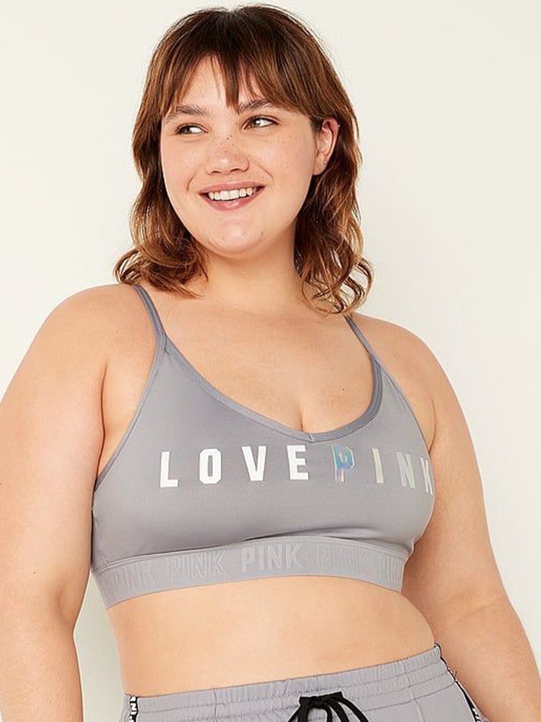 

Victoria's Secret Women Workout Typography Printed Full Coverage Lightly Padded Bra, Grey