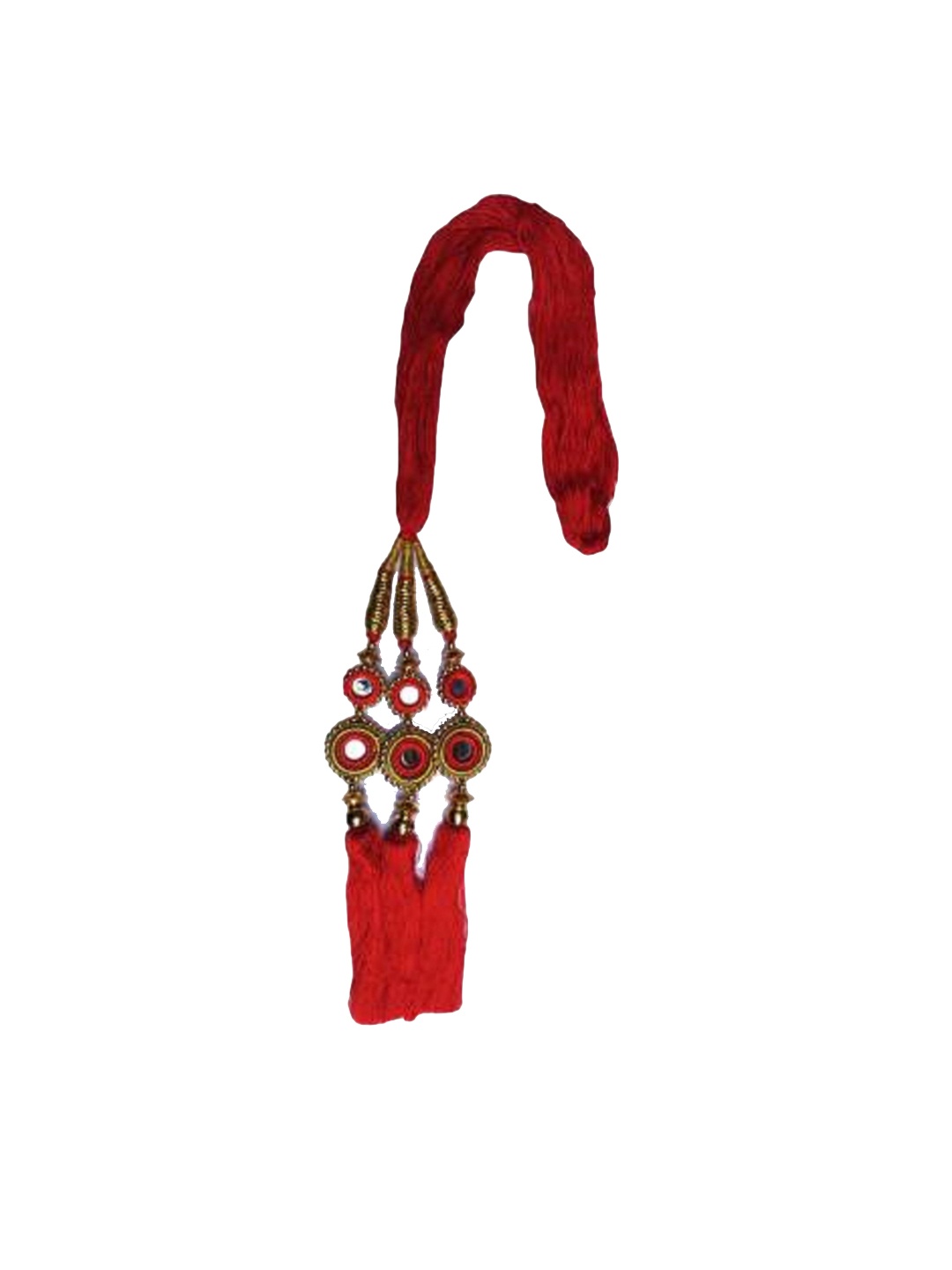 

ABRISH Embellished Stone Work Punjabi Parranda Tassel Accessory - 24 Inch, Red