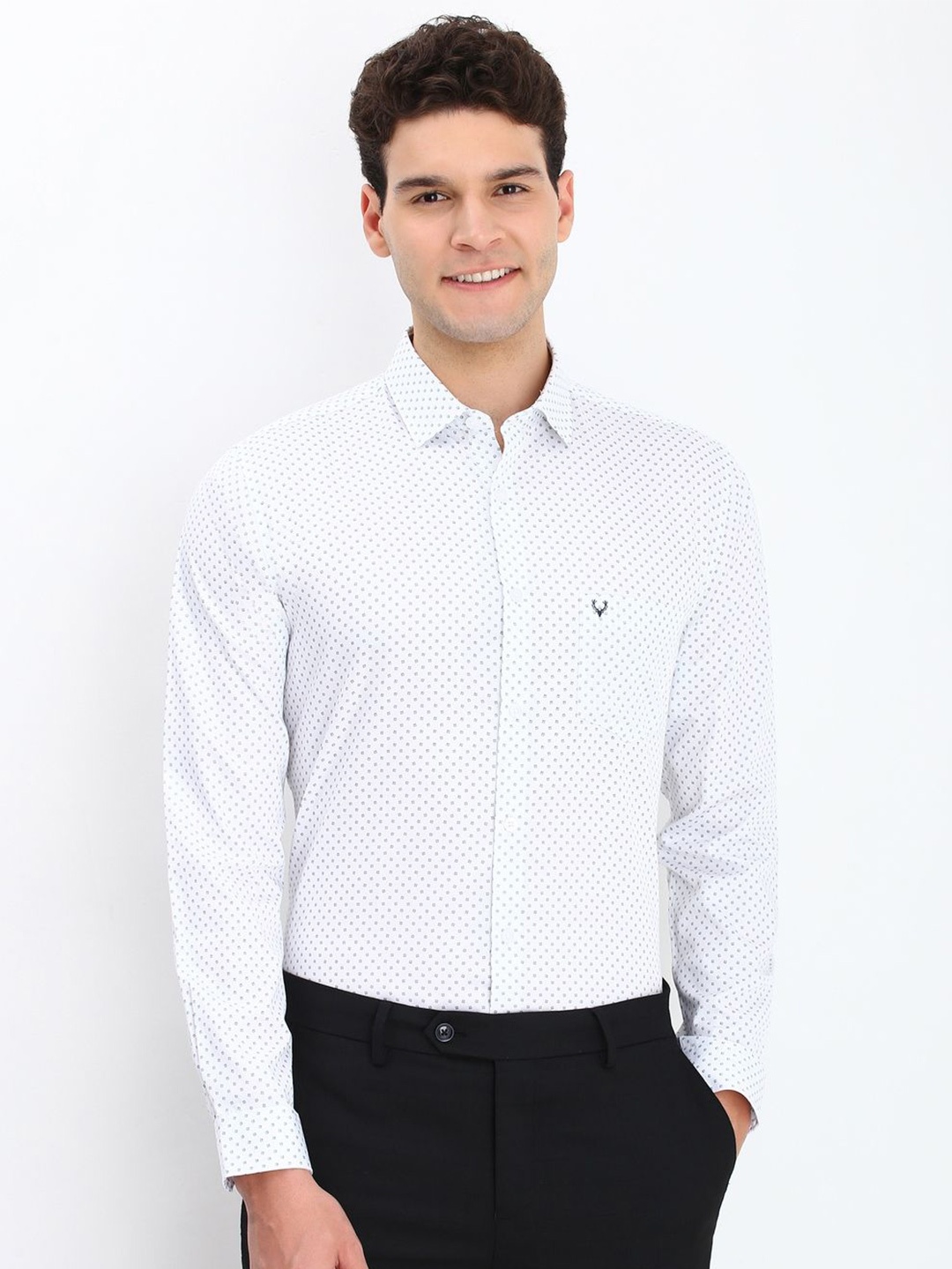 

Allen Solly Men Spread Collar Micro Ditsy Printed Cotton Slim Fit Formal Shirt, White