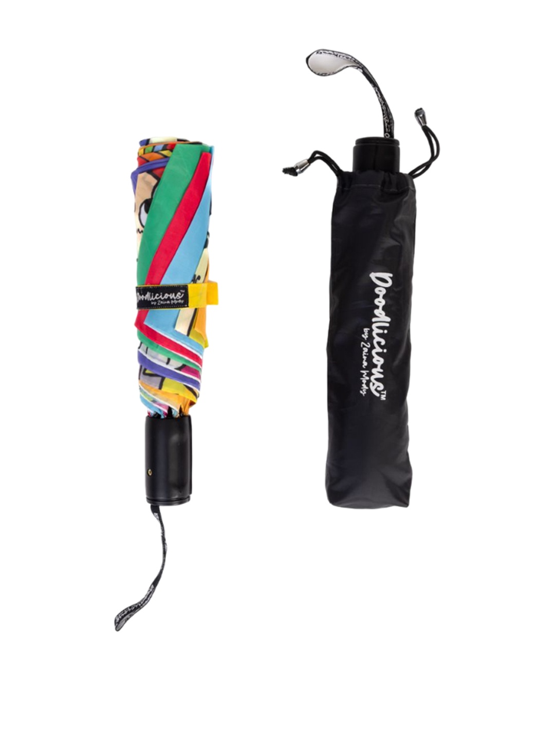 

Doodlicious Pink & Purple Graphic Printed 6 Fold Umbrella for UV Protection With Cover