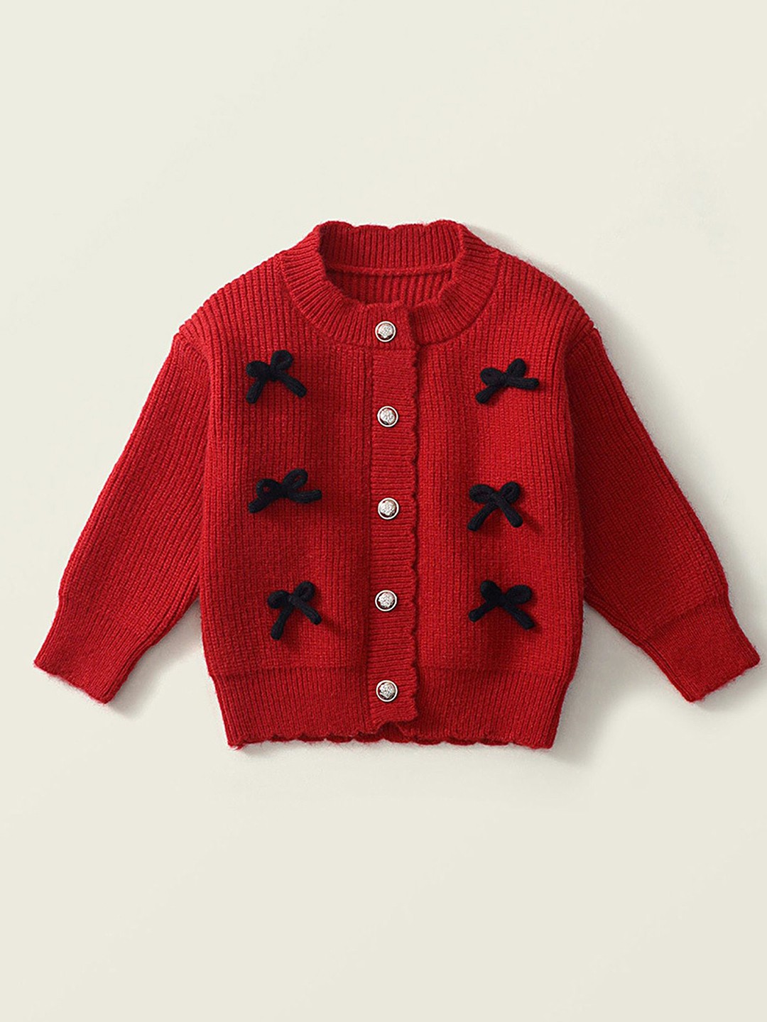 

LULU & SKY Girls Self Design Cardigan, Red