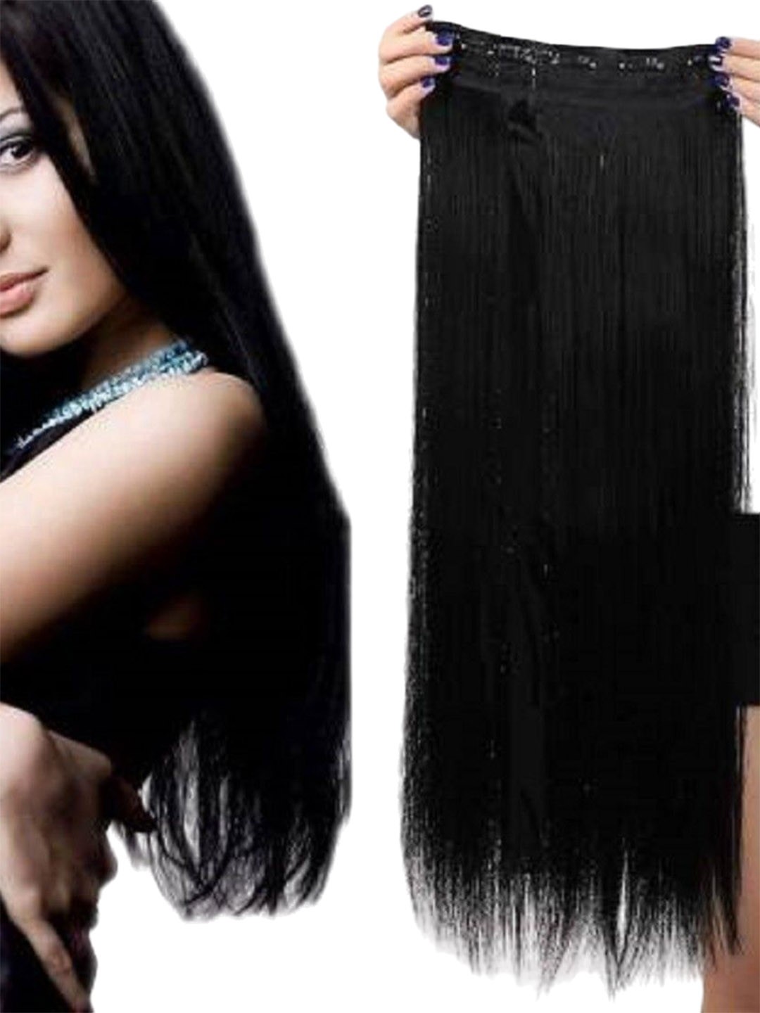

HAVEREAM Clip-In Straight Locks Hair Extension - Black - 24 Inch