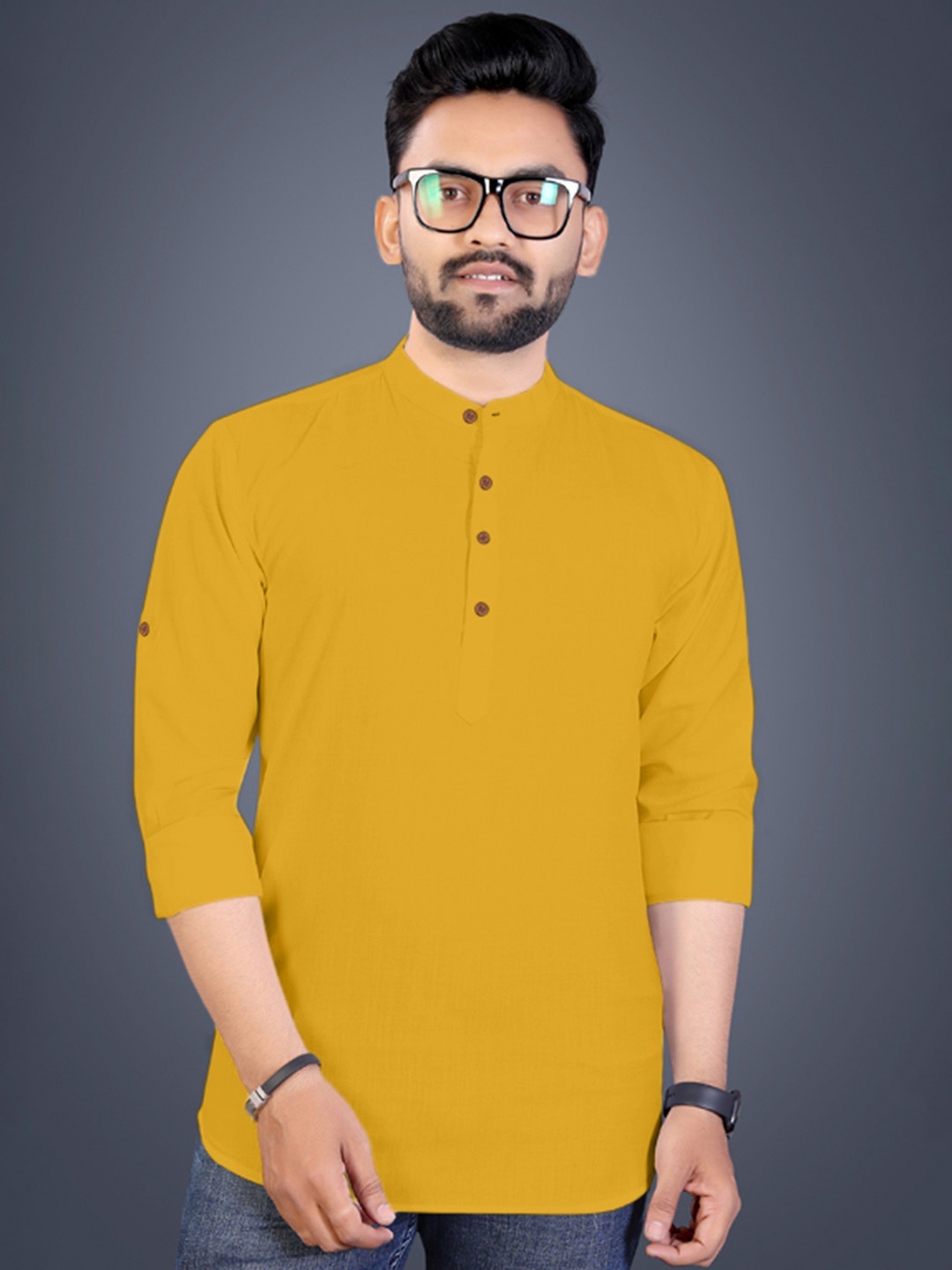 

FINIVO FASHION Men Kurta, Gold