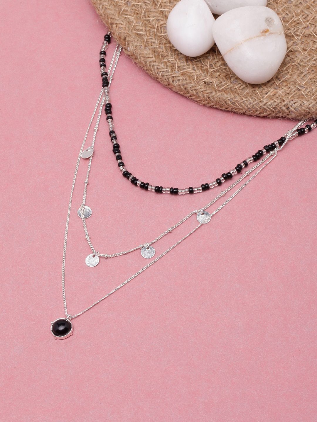 

KPOP Brass Silver-Plated Layered Necklace