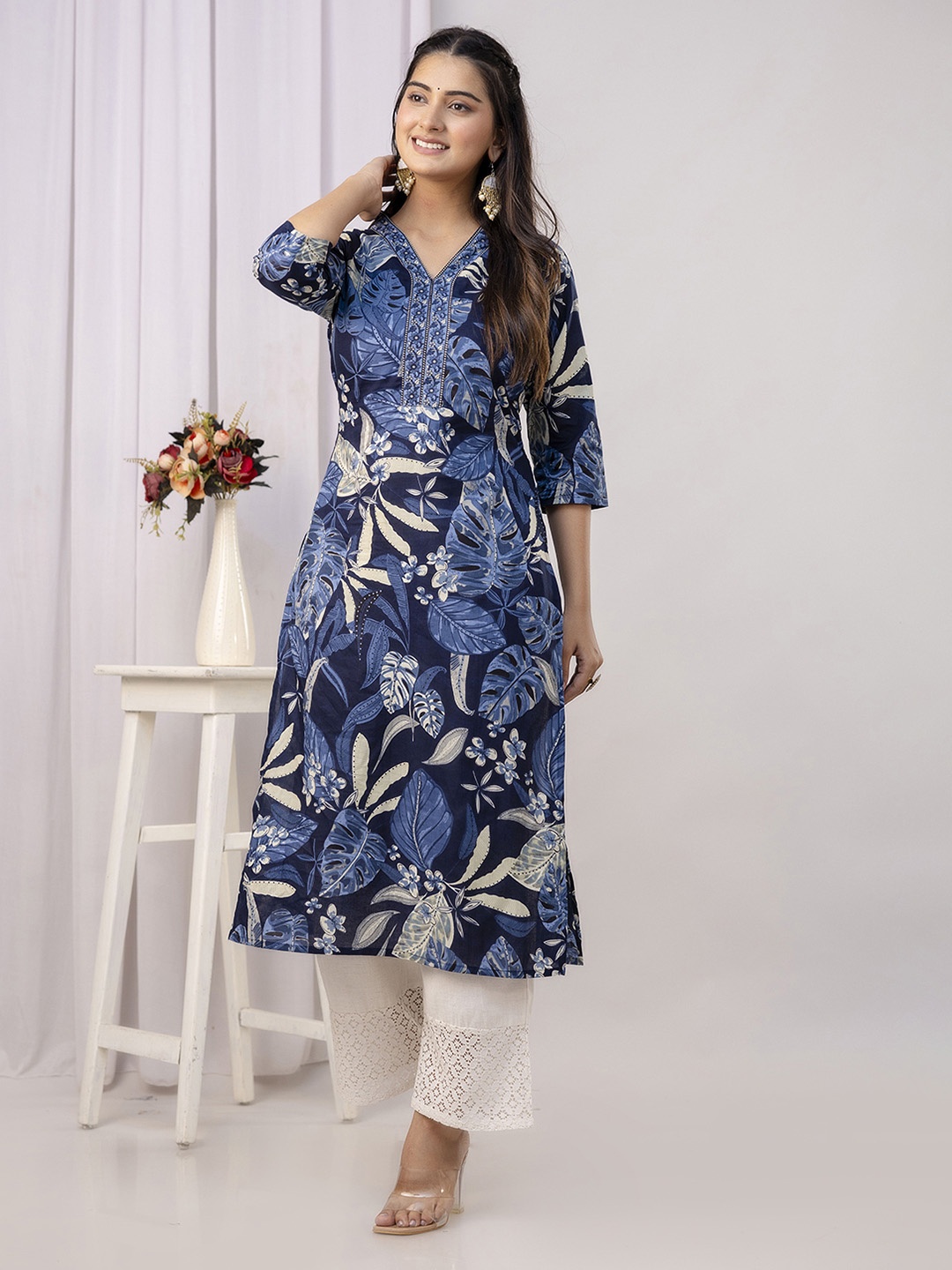 

Nayo Women Ethnic Motifs Printed Kurta, Blue