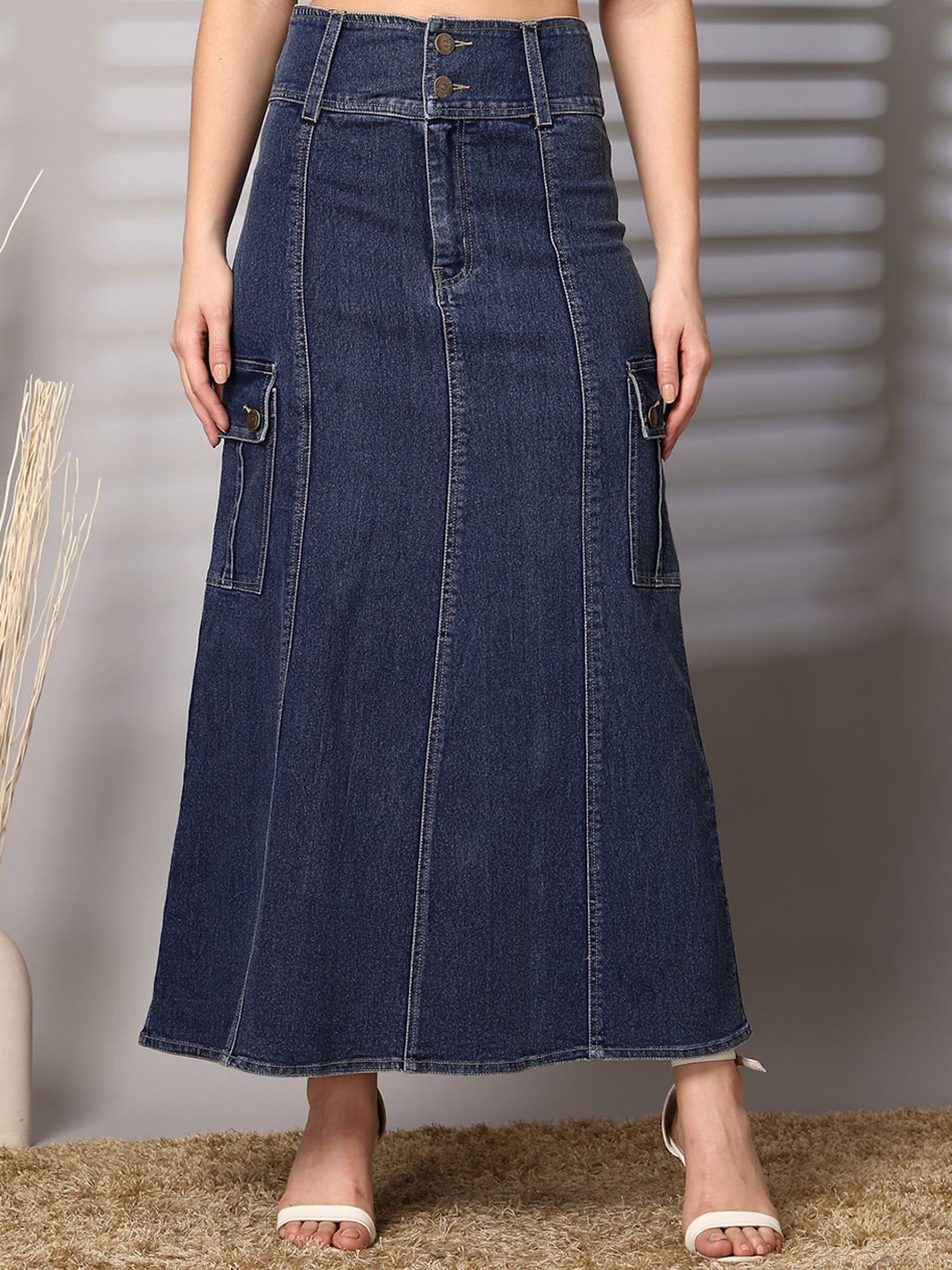 

plusS Maxi-Length A-Line Skirts, Blue